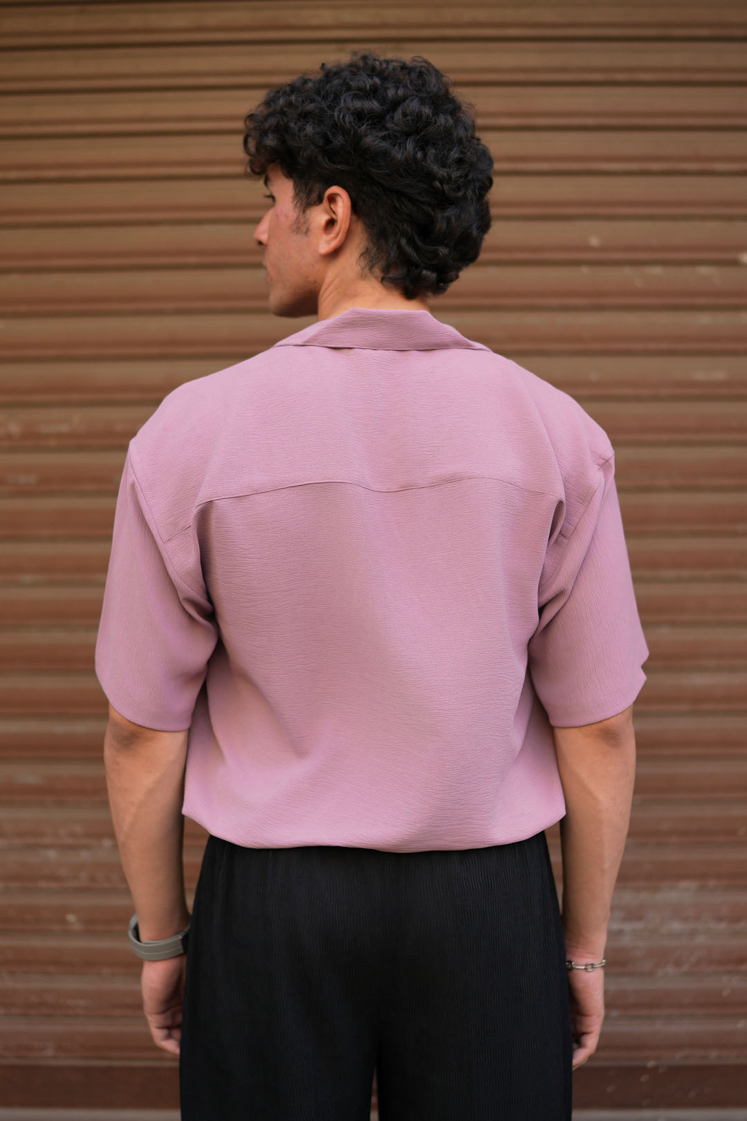 DUST PINK EMBROIDERED SATIN SHIRT