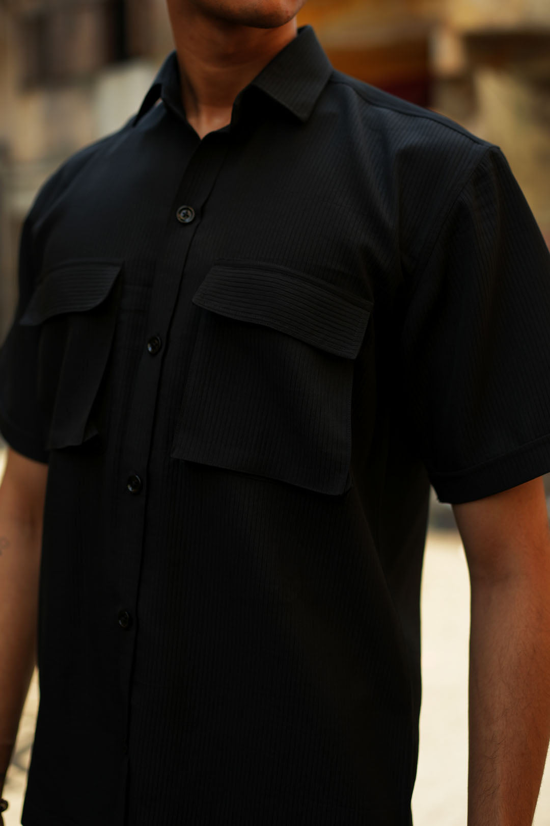 DOUBLE POCKET UTILITY BLACK CO-ORD SET