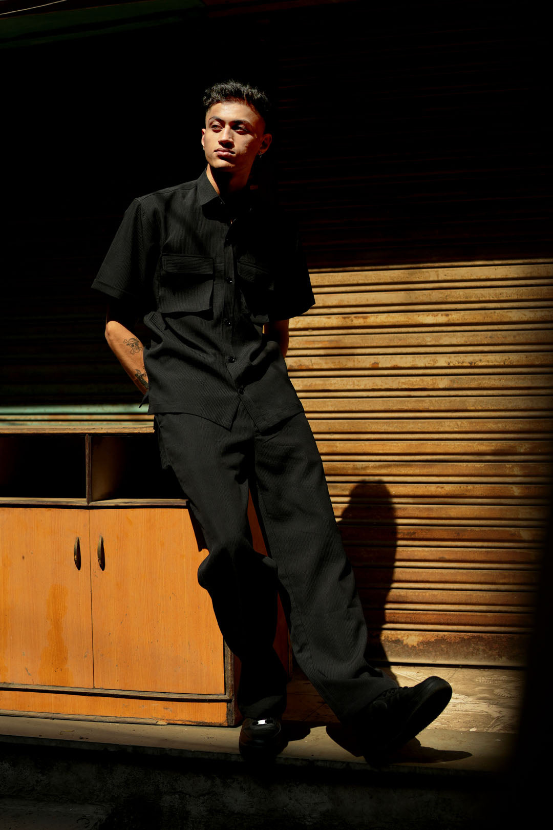 DOUBLE POCKET UTILITY BLACK CO-ORD SET