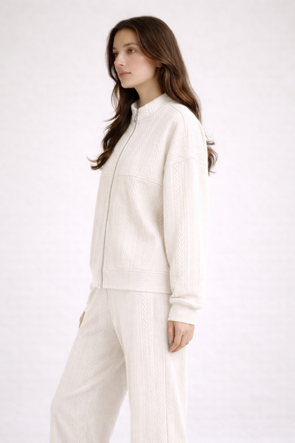 Jacquard knit CREW NECK JACKET