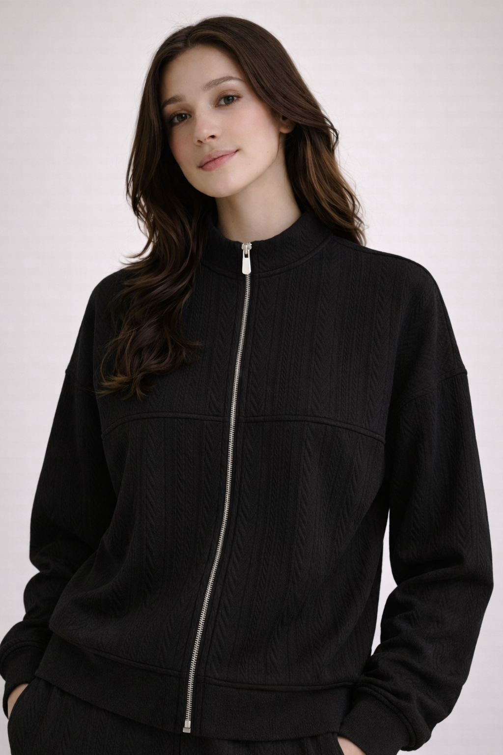 JACQUARD CREW NECK JACKET CO-ORD