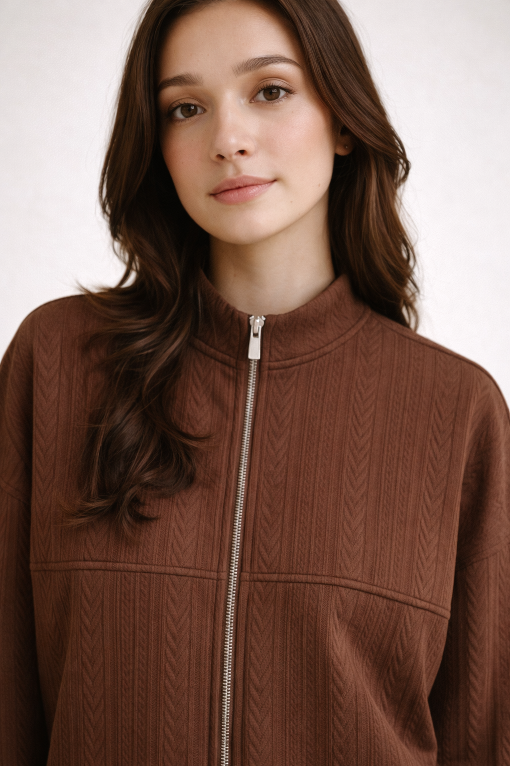 Jacquard knit CREW NECK JACKET