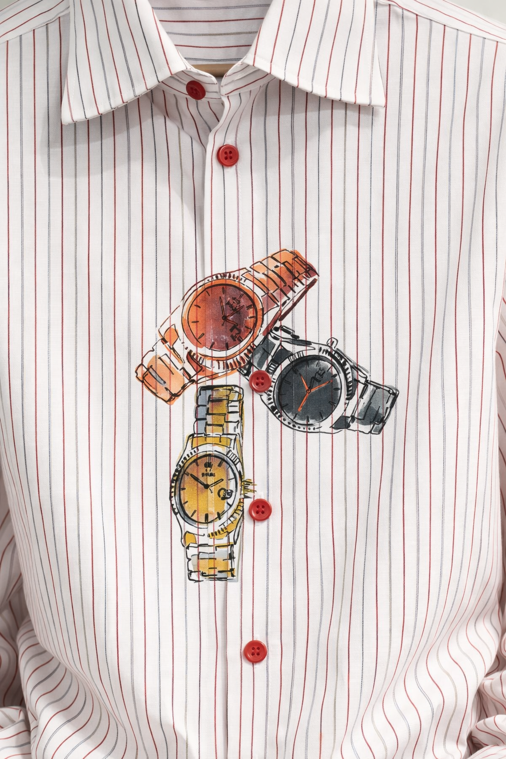 WATCH RED STRIPED FULL SLEEVE SHIRT