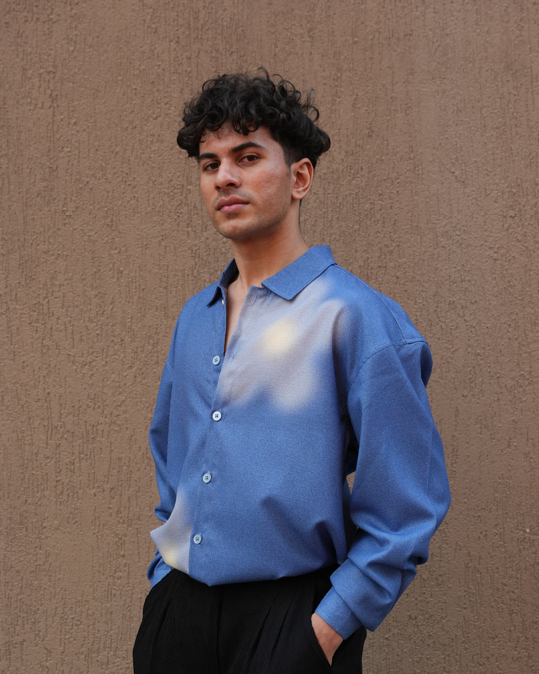 BLUR FLOWER BLUE FULL SLEEVE SHIRT