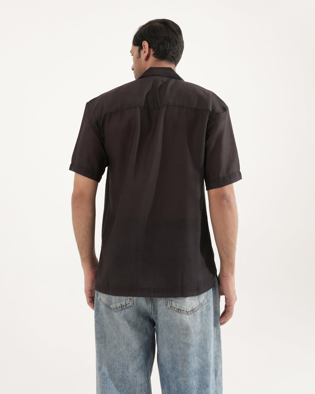 BLACK LINEN OVERSIZED SHIRT