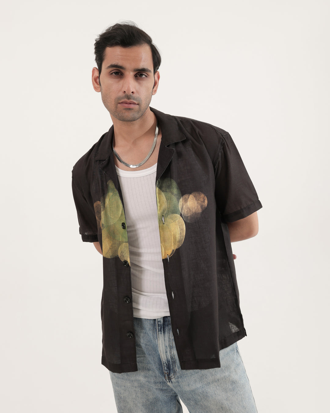 BLACK LINEN OVERSIZED SHIRT