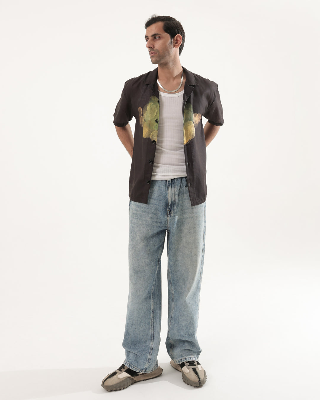 BLACK LINEN OVERSIZED SHIRT