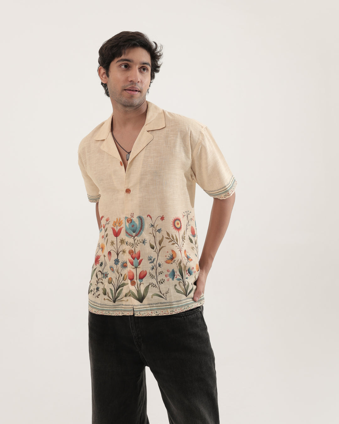 BOUQUET LINEN OVERSIZED SHIRT