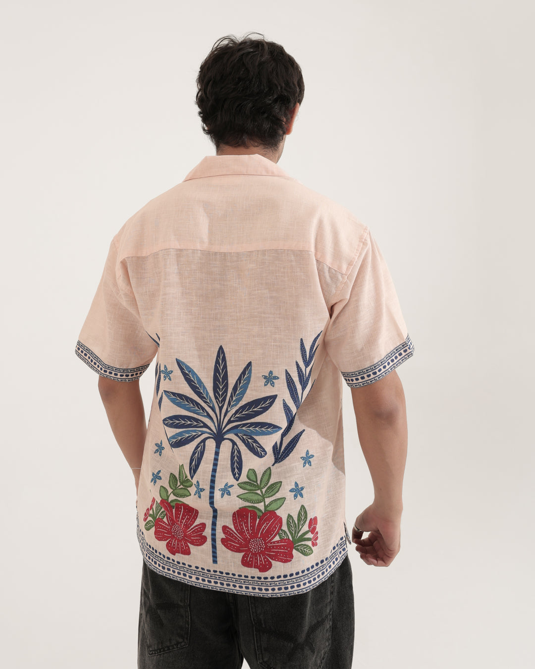 PEACH LINEN OVERSIZED SHIRT