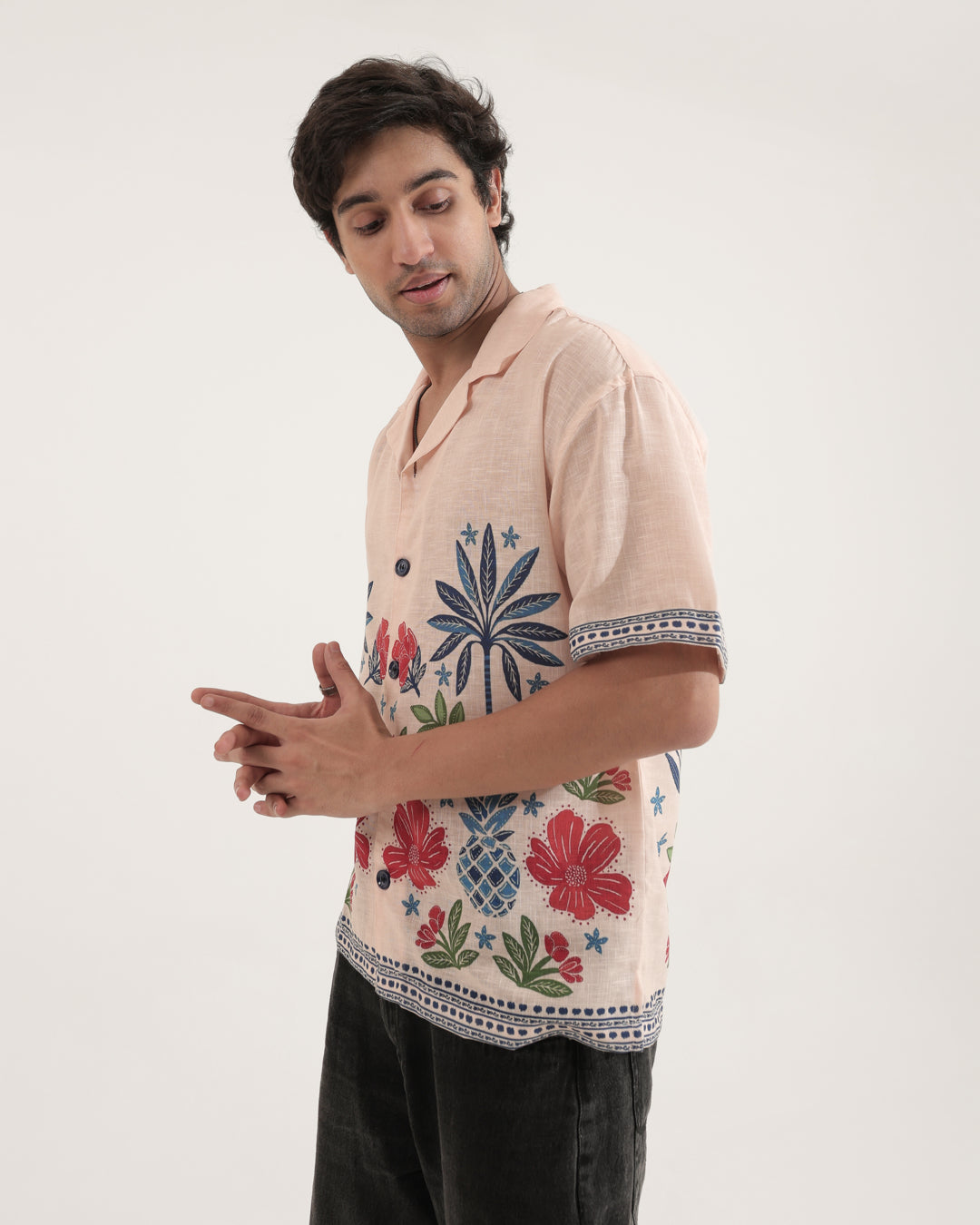 PEACH LINEN OVERSIZED SHIRT