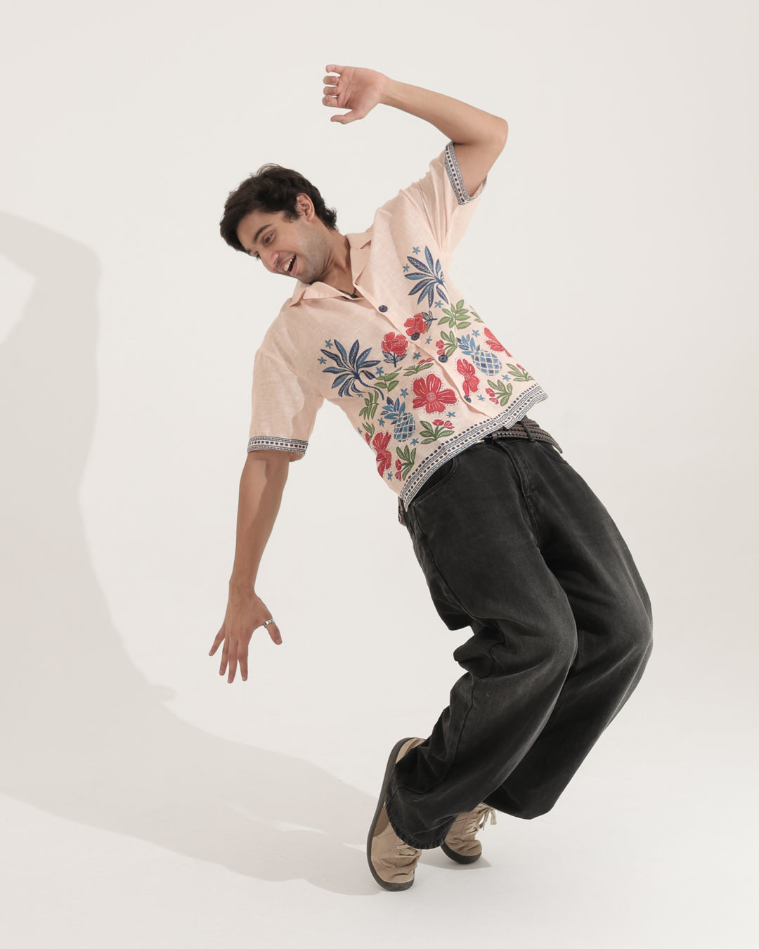 PEACH LINEN OVERSIZED SHIRT