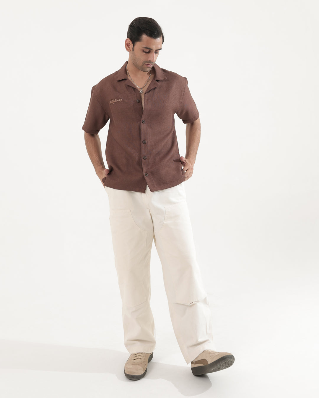 BROWN POT EMBROIDERY SHIRT