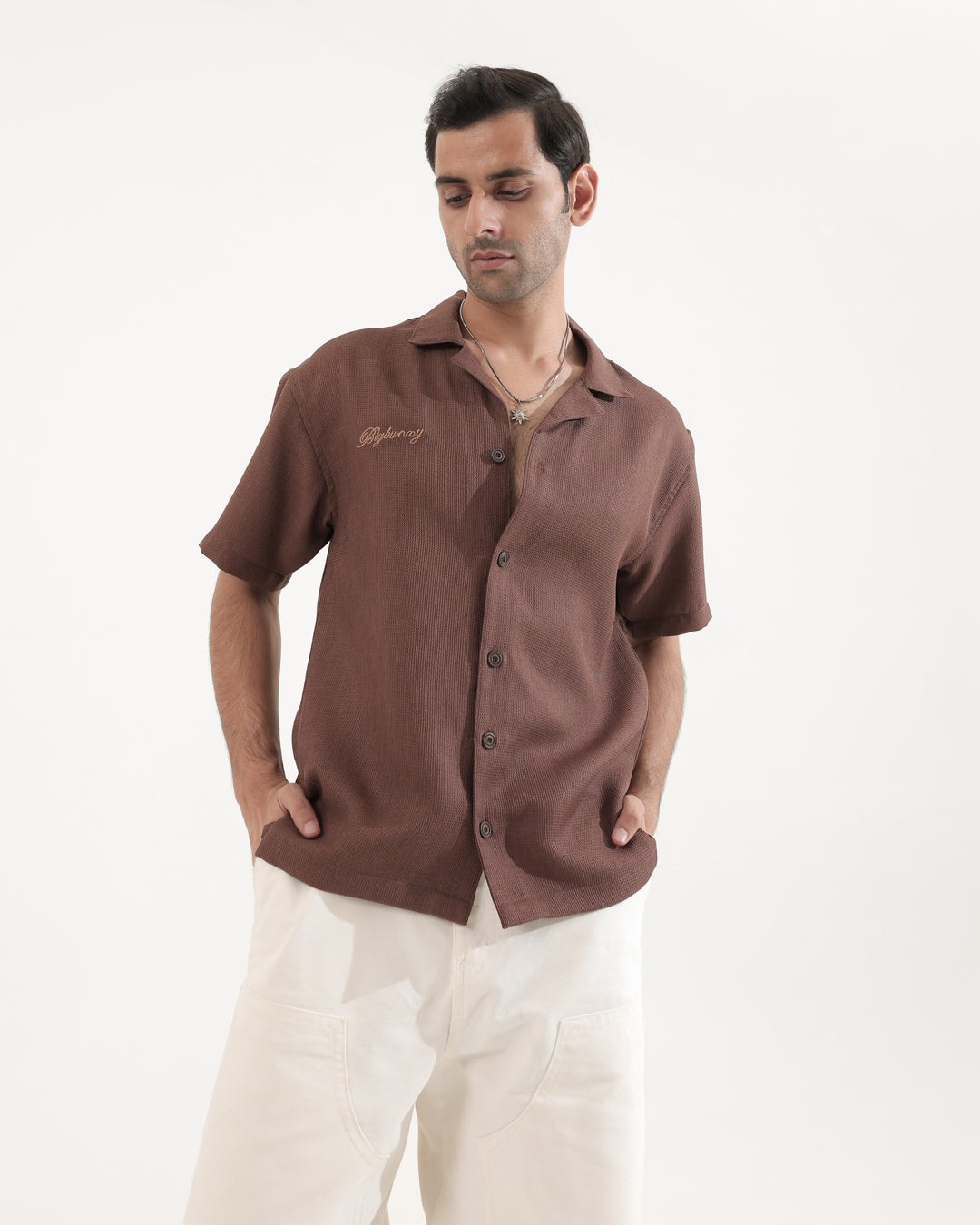 BROWN POT EMBROIDERY SHIRT