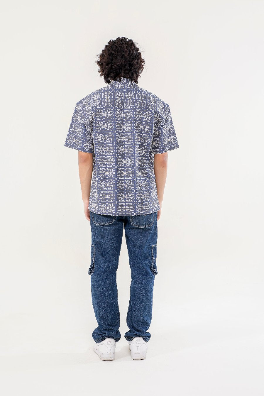Blue-Gray embroidered shirt