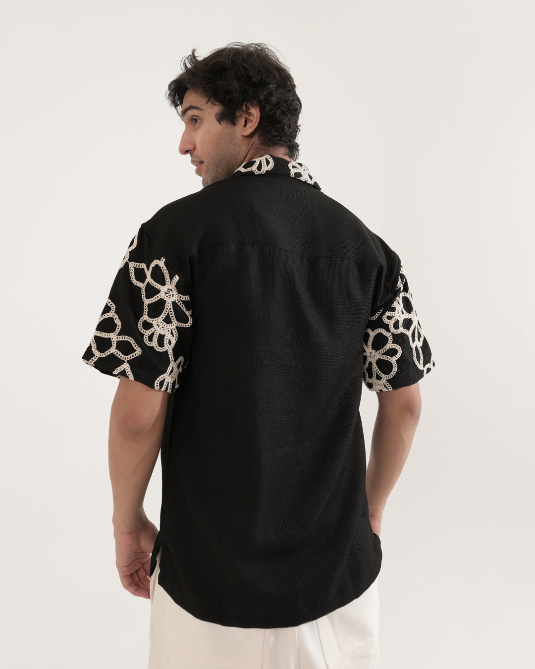 FLOWER BLACK EMBROIDERED SHIRT