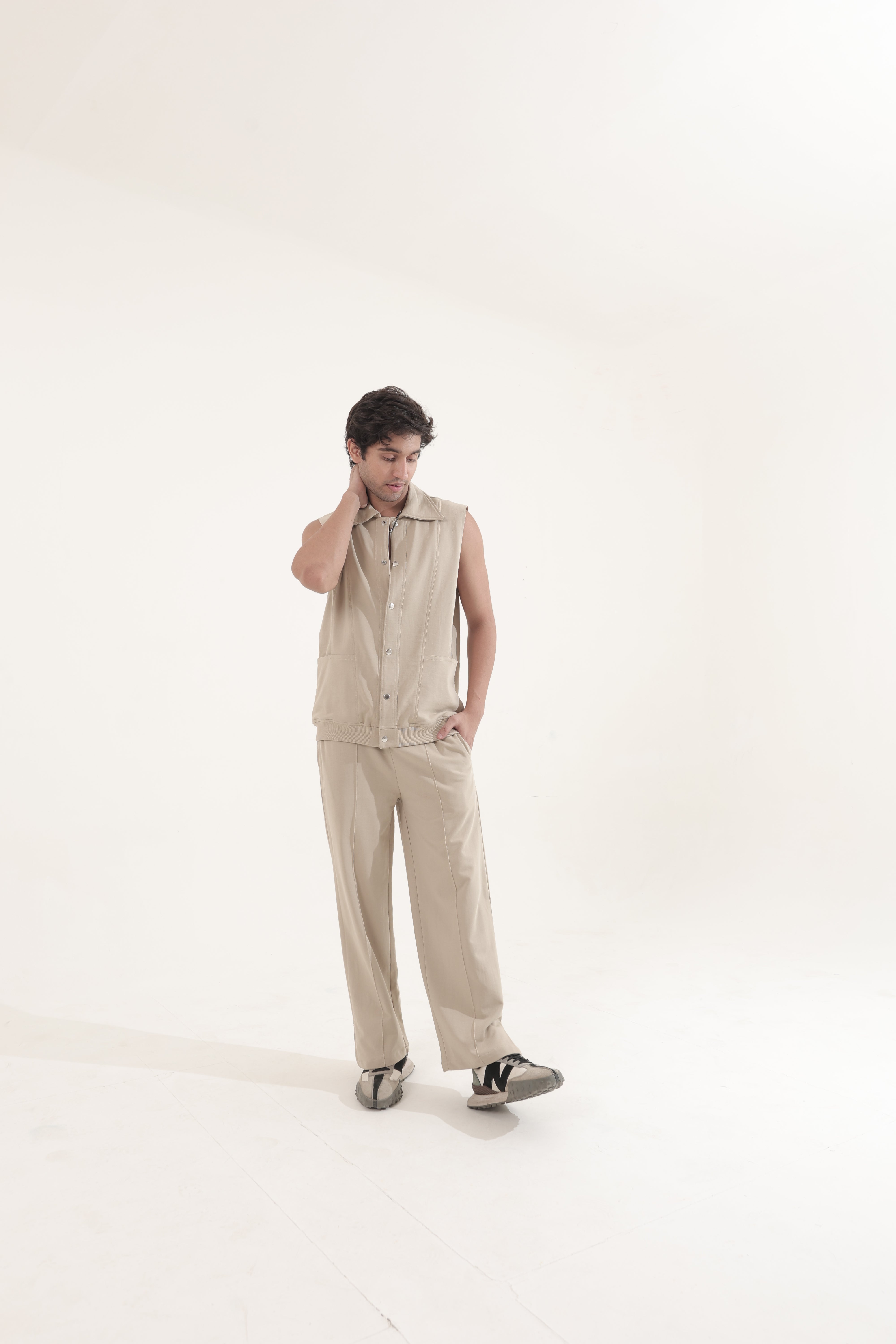 BEIGE HALF SELEEVE CO ORD SET