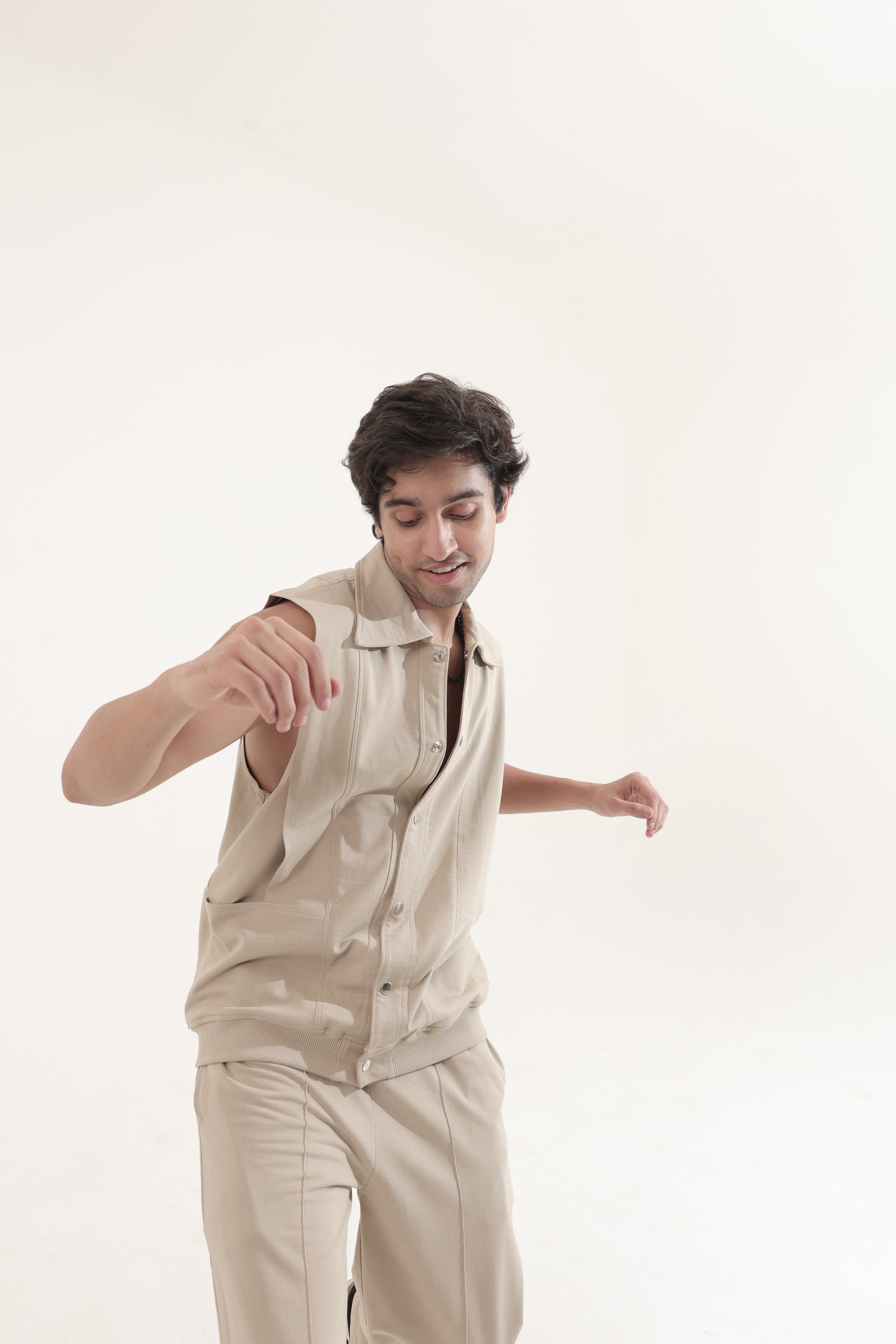 BEIGE HALF SELEEVE CO ORD SET