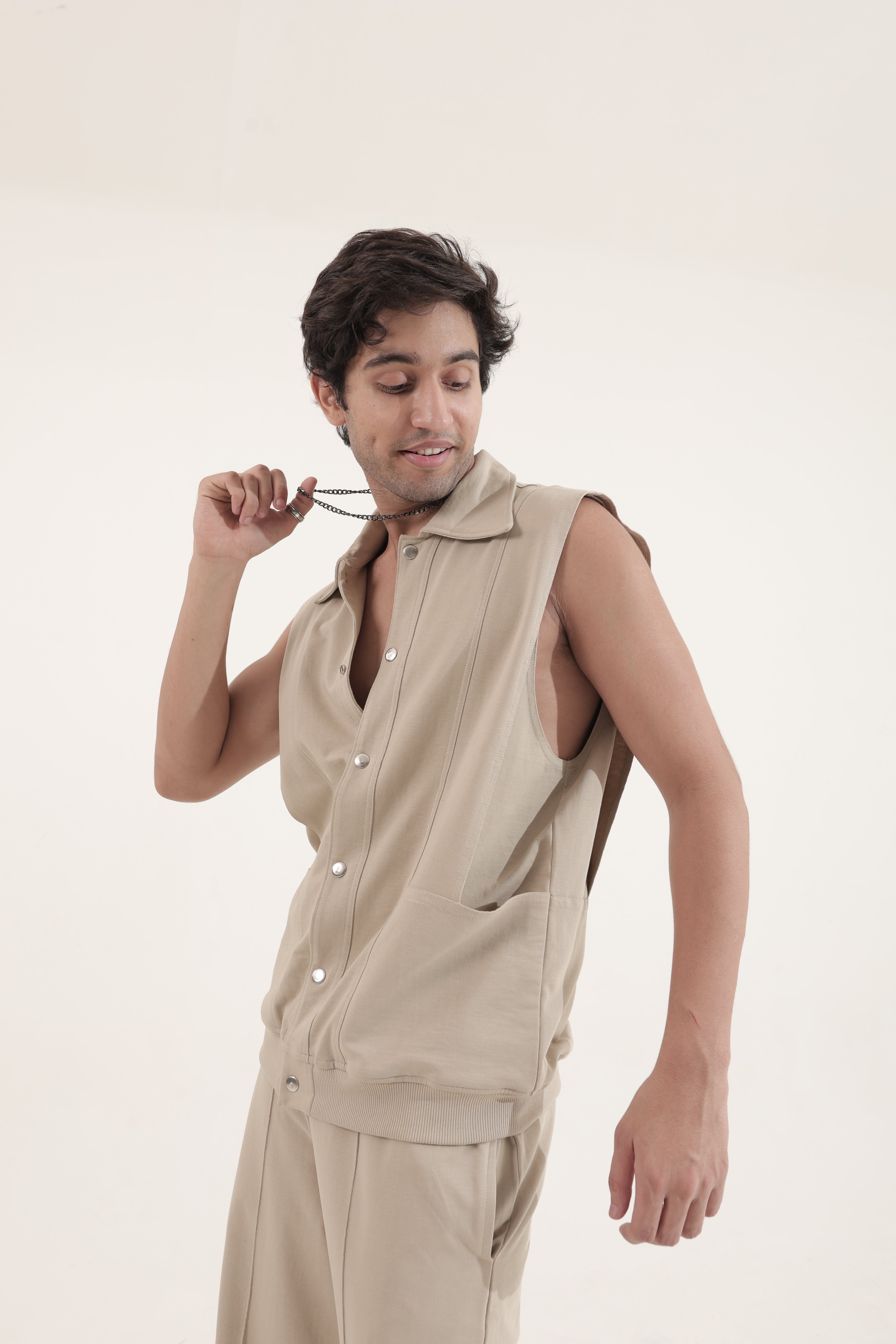 BEIGE HALF SELEEVE CO ORD SET