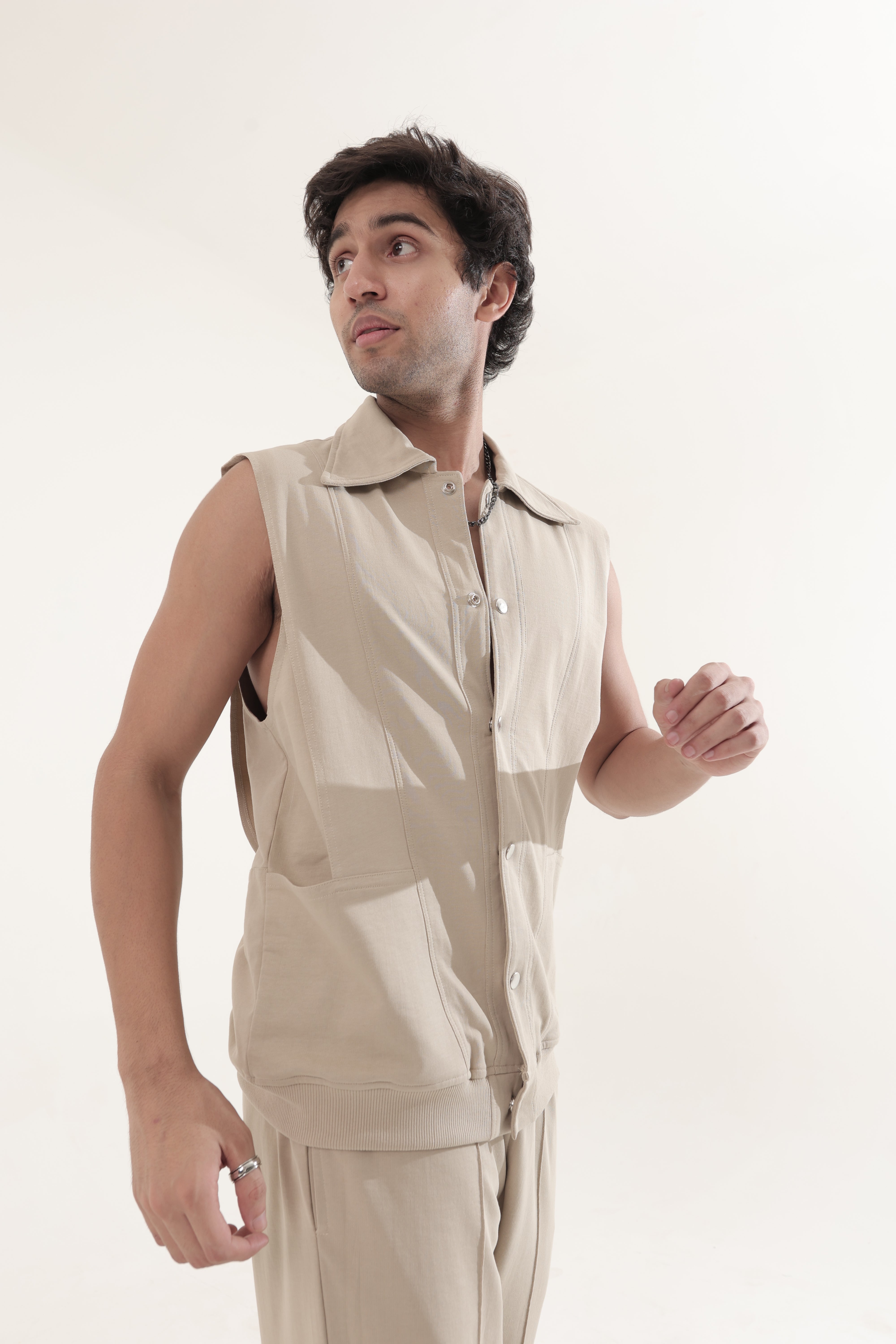 BEIGE HALF SELEEVE CO ORD SET