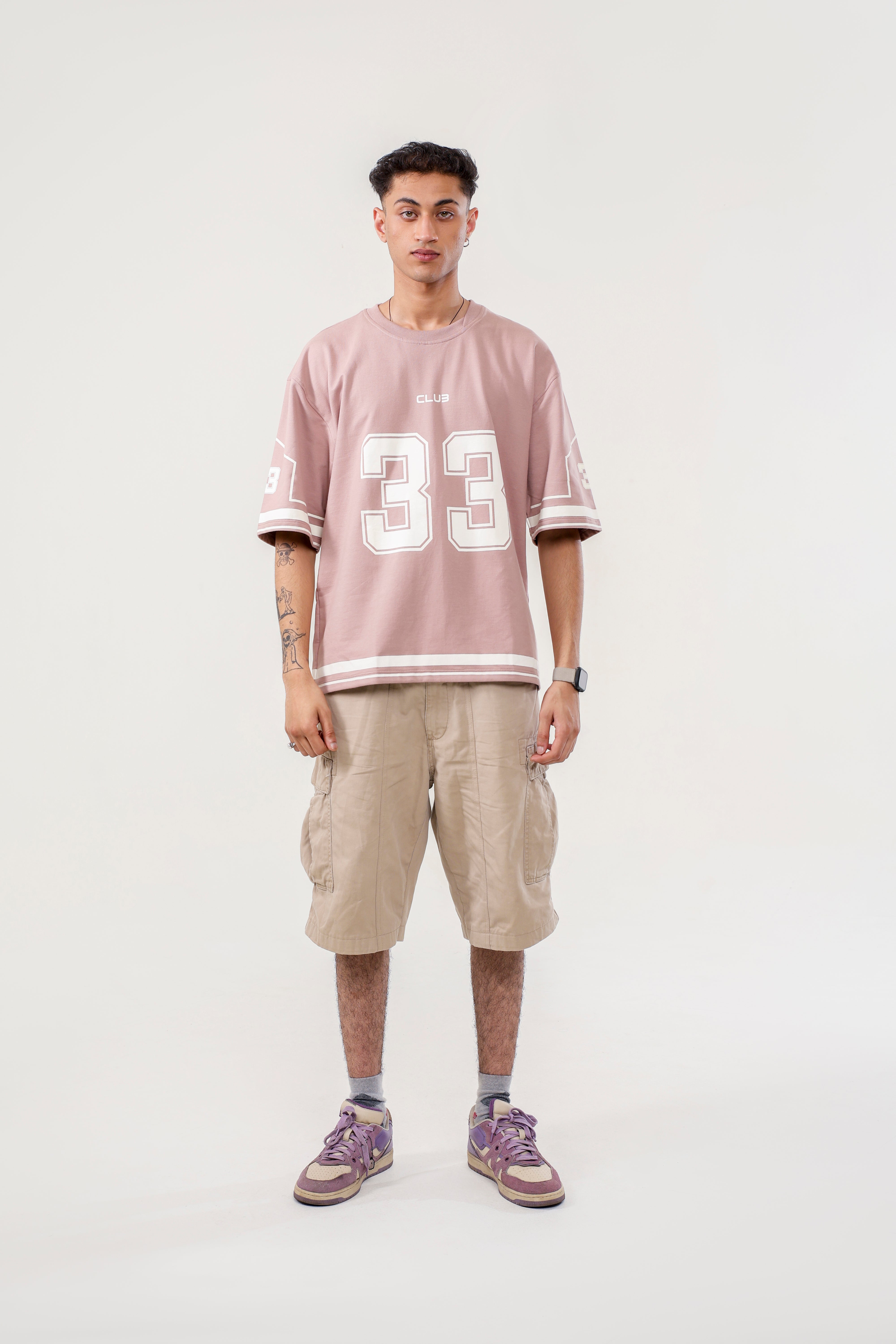 JERSEY NO: 33 UNISEX OVERSIZED T SHIRT PINK