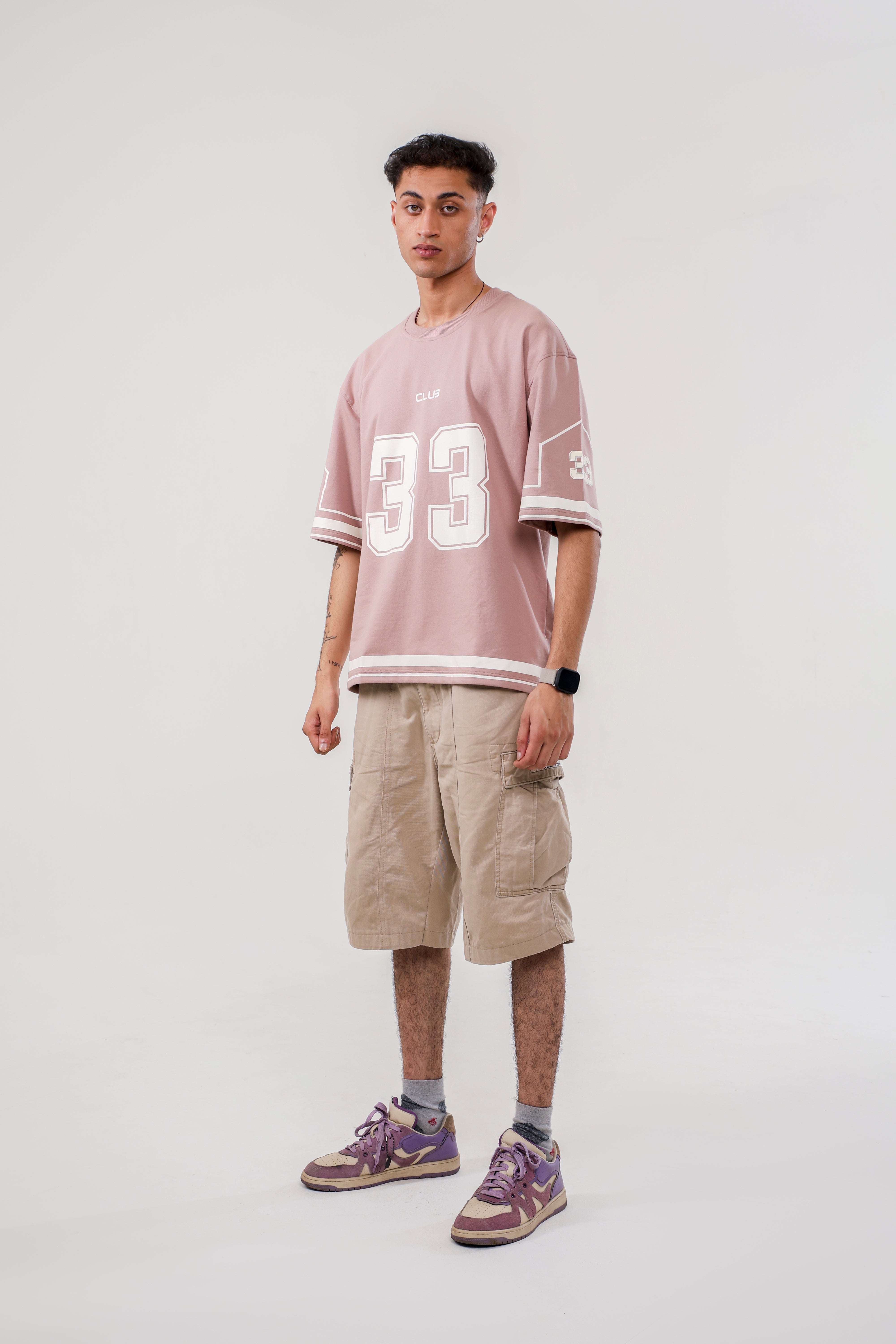 JERSEY NO: 33 UNISEX OVERSIZED T SHIRT PINK