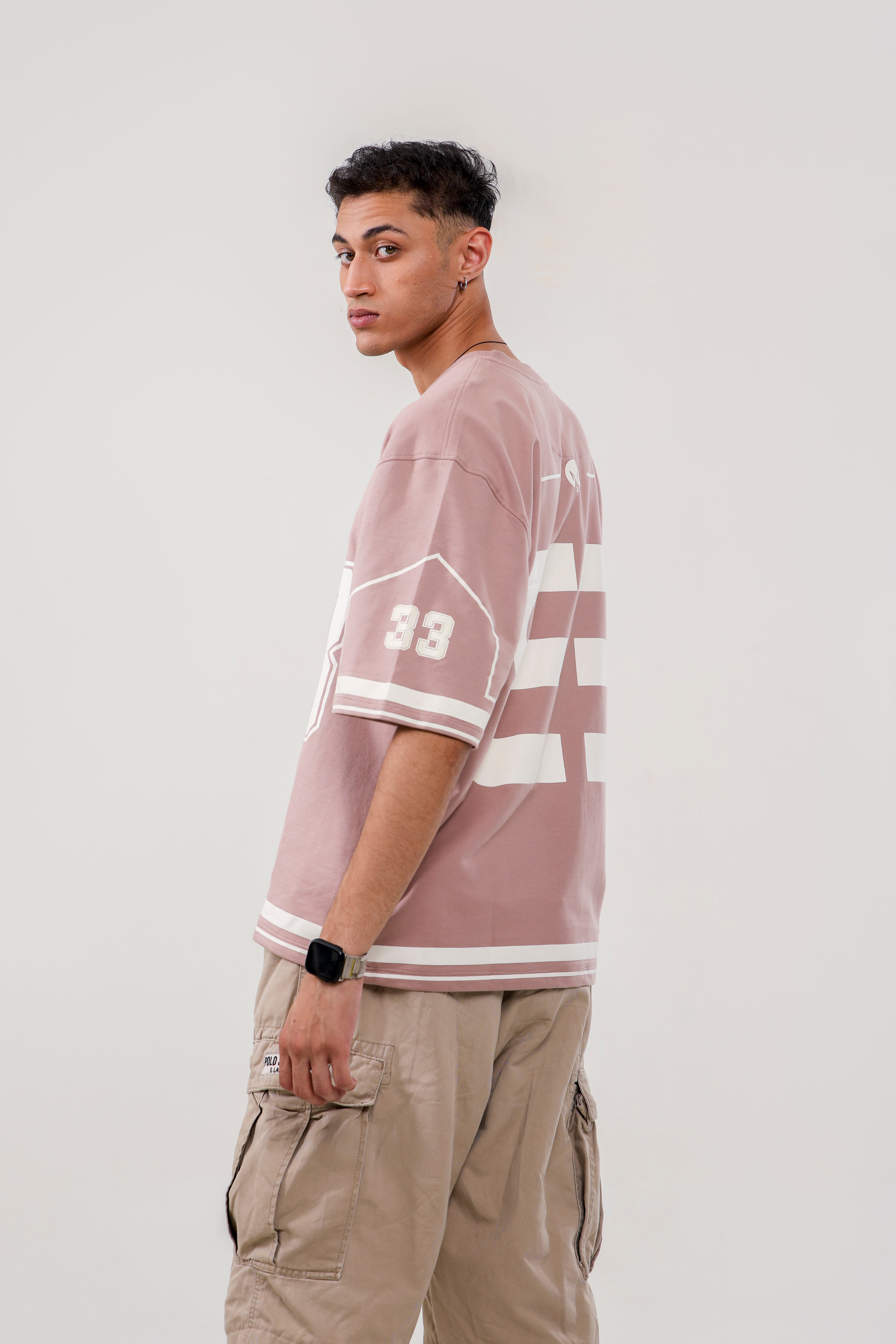 JERSEY NO: 33 UNISEX OVERSIZED T SHIRT PINK