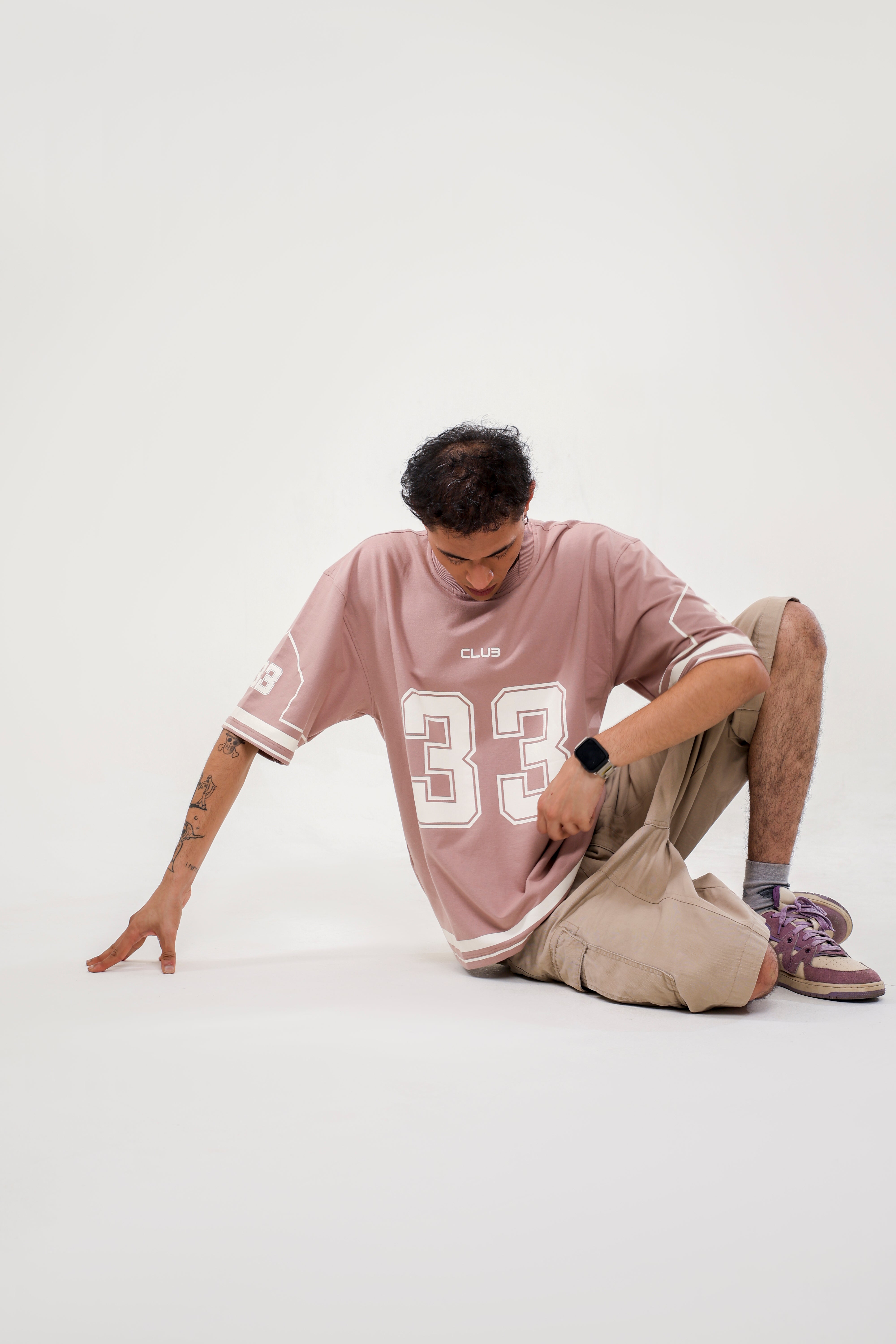 JERSEY NO: 33 UNISEX OVERSIZED T SHIRT PINK