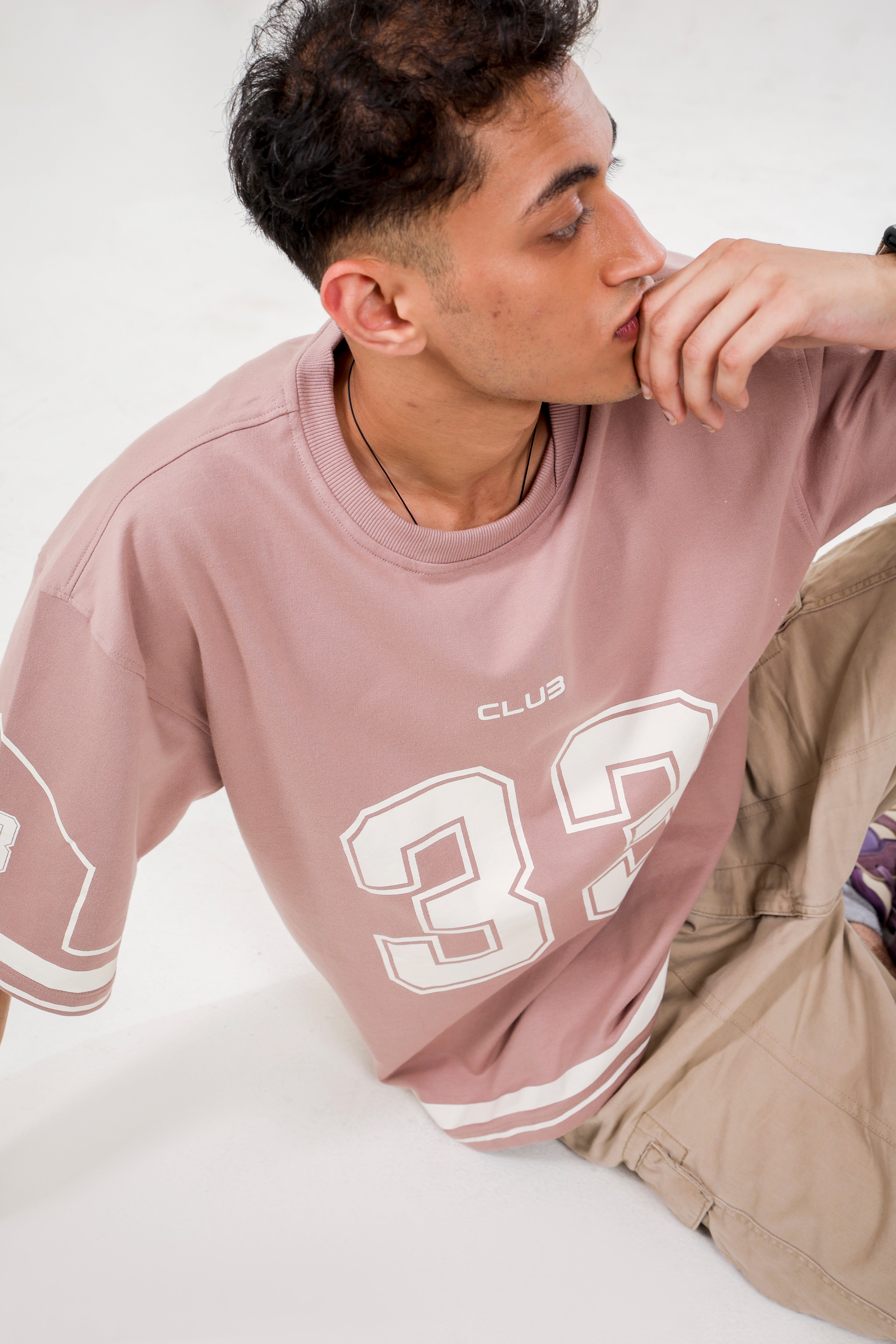 JERSEY NO: 33 UNISEX OVERSIZED T SHIRT PINK