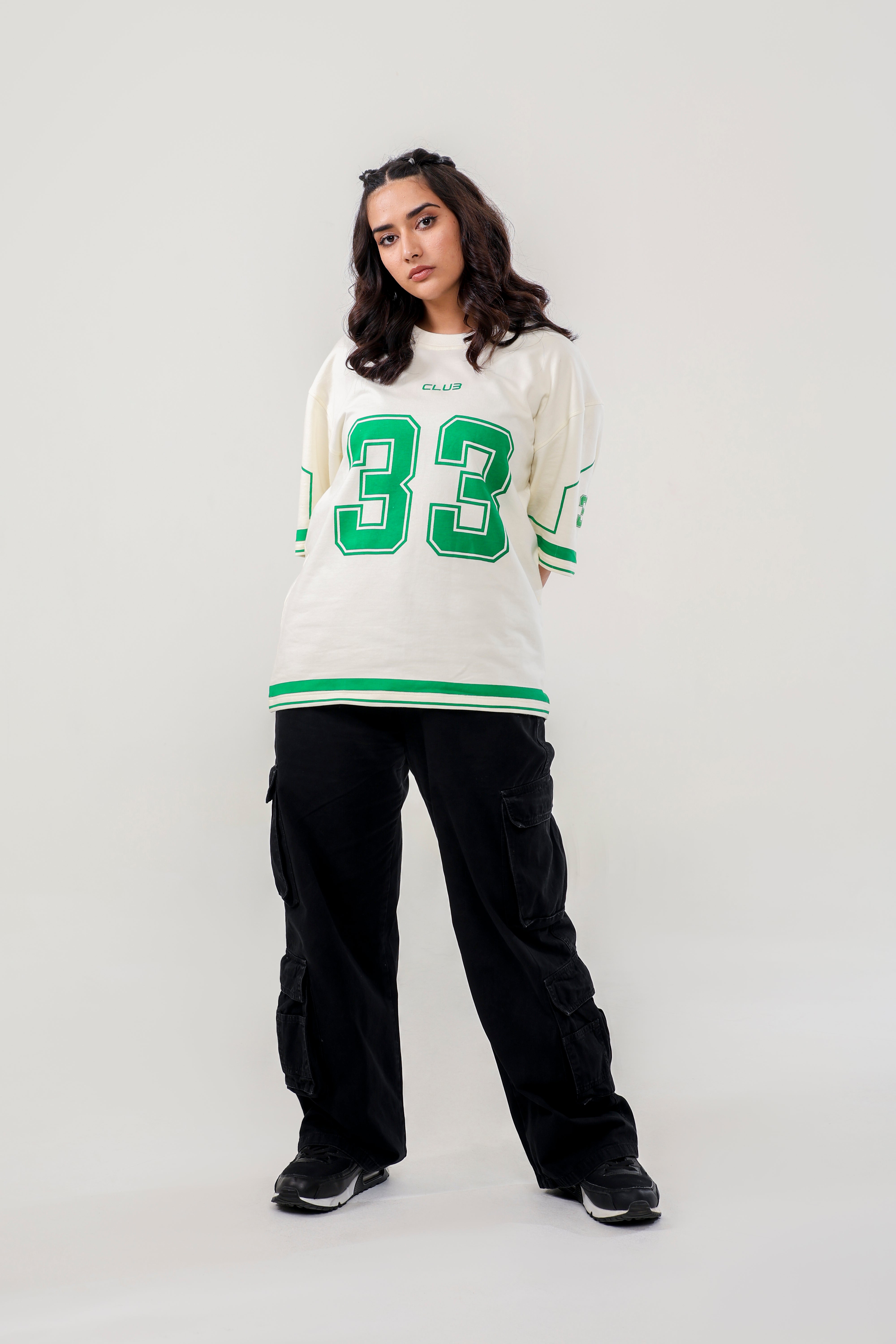 JERSEY NO: 33 UNISEX OVERSIZED T SHIRT WHITE