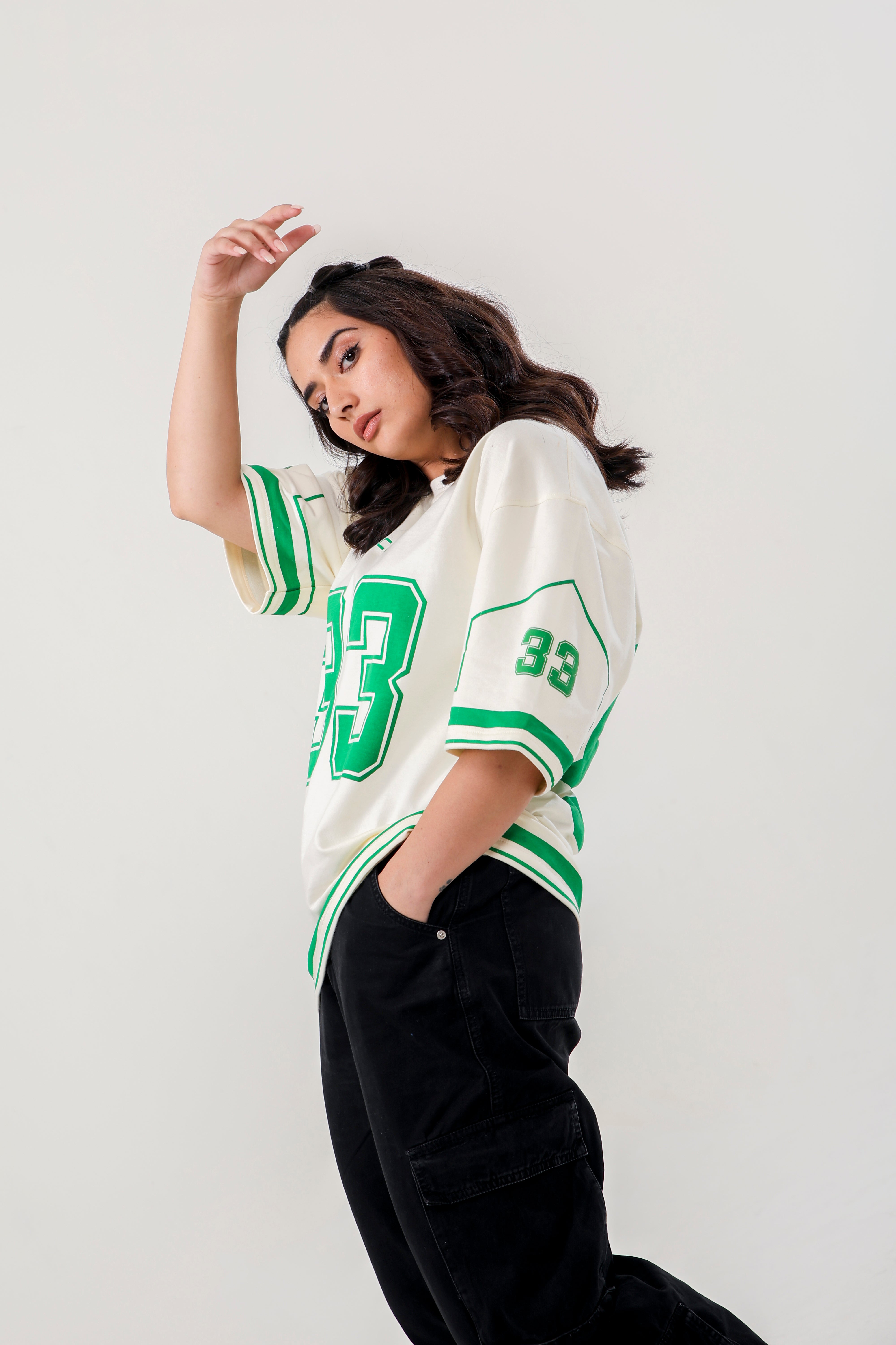 JERSEY NO: 33 UNISEX OVERSIZED T SHIRT WHITE