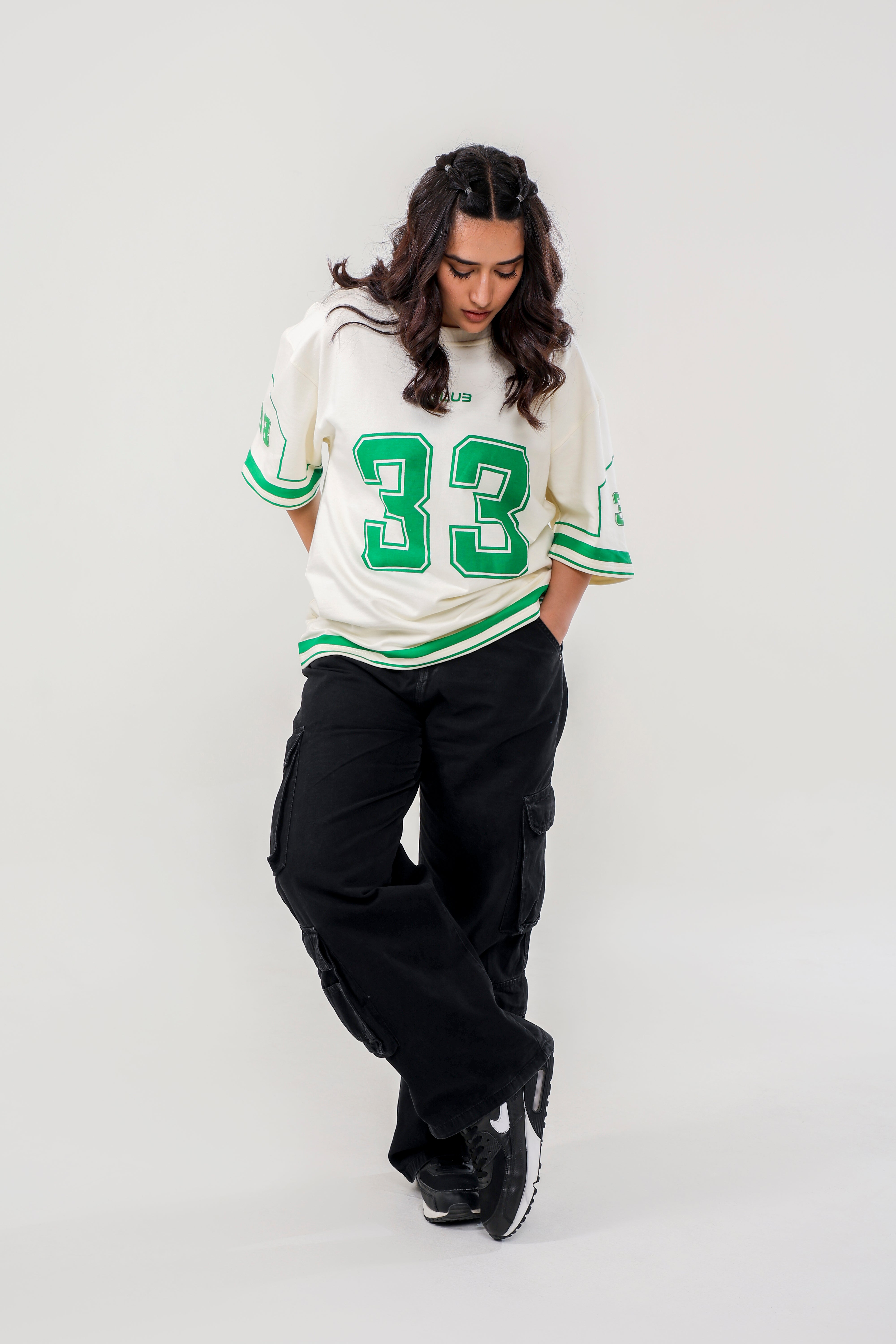 JERSEY NO: 33 UNISEX OVERSIZED T SHIRT WHITE