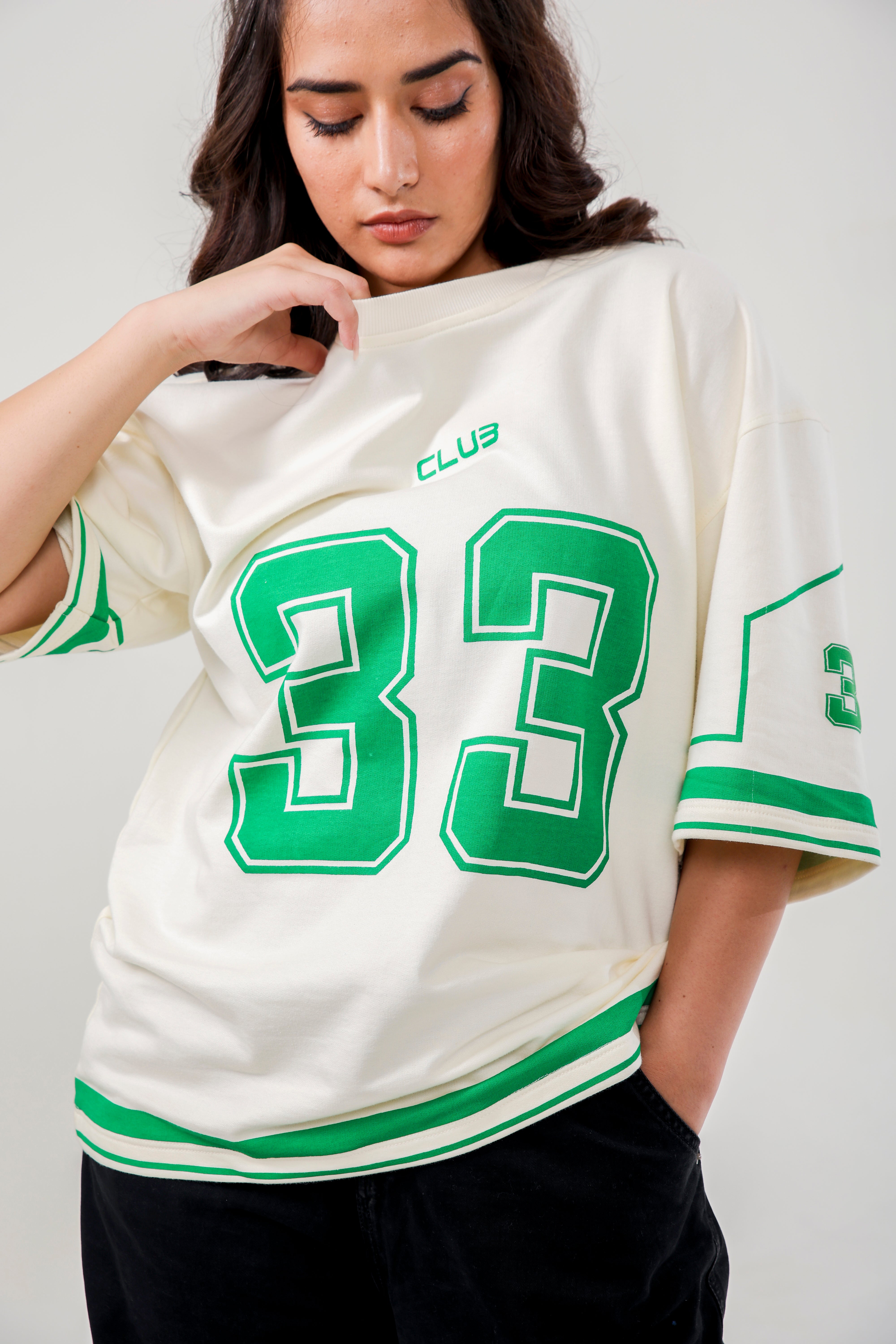 JERSEY NO: 33 UNISEX OVERSIZED T SHIRT WHITE
