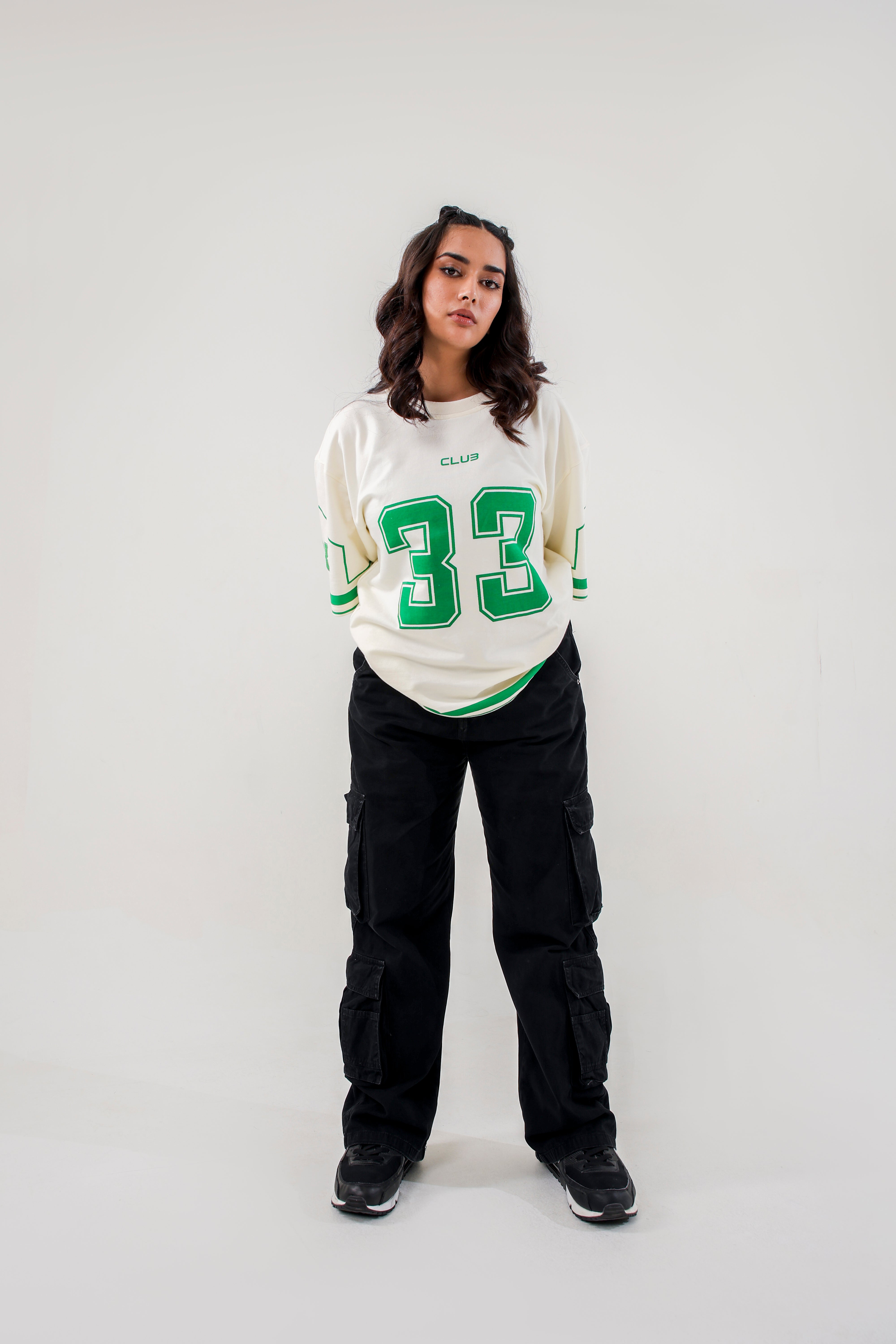 JERSEY NO: 33 UNISEX OVERSIZED T SHIRT WHITE