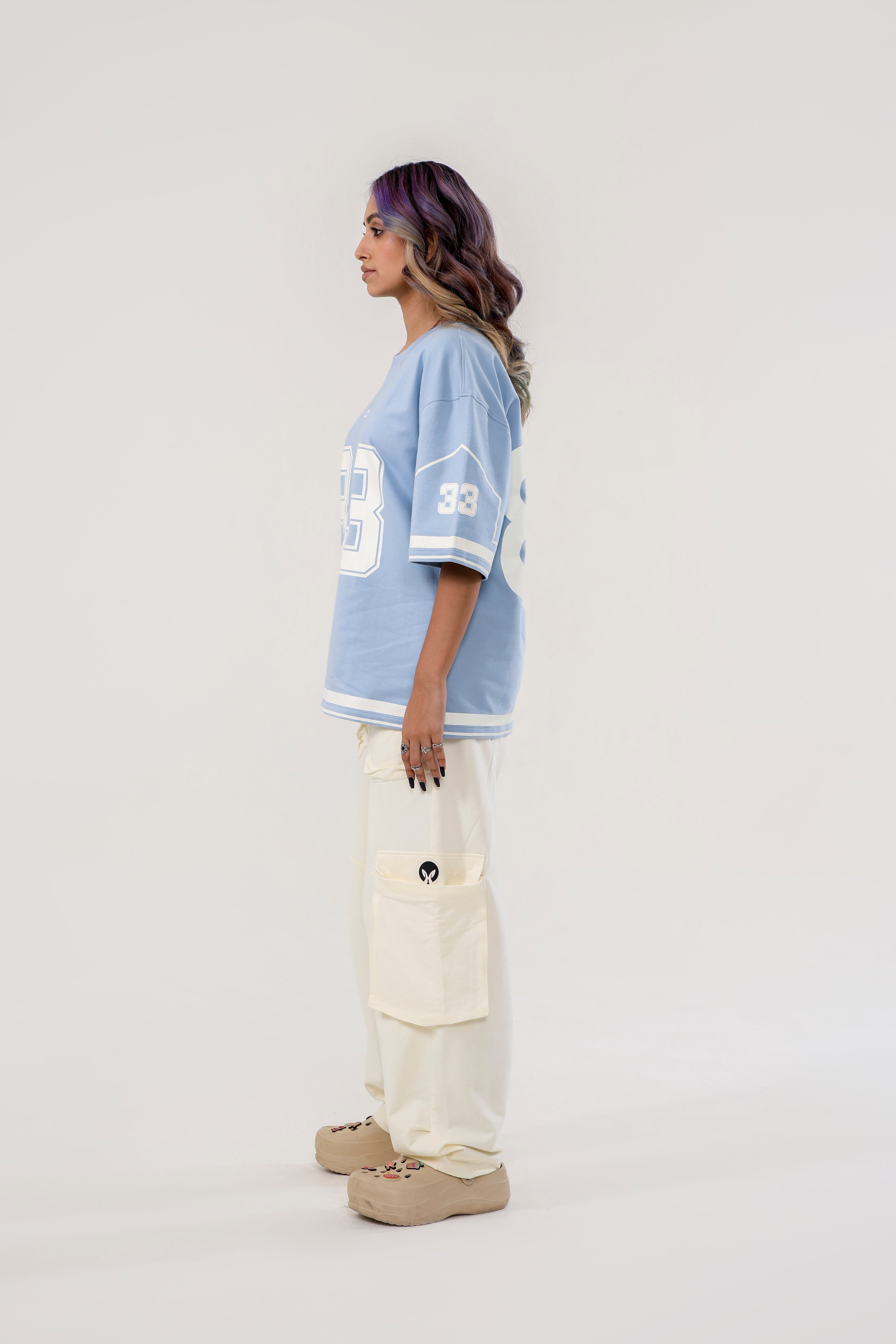 JERSEY NO: 33 UNISEX OVERSIZED T SHIRT BLUE