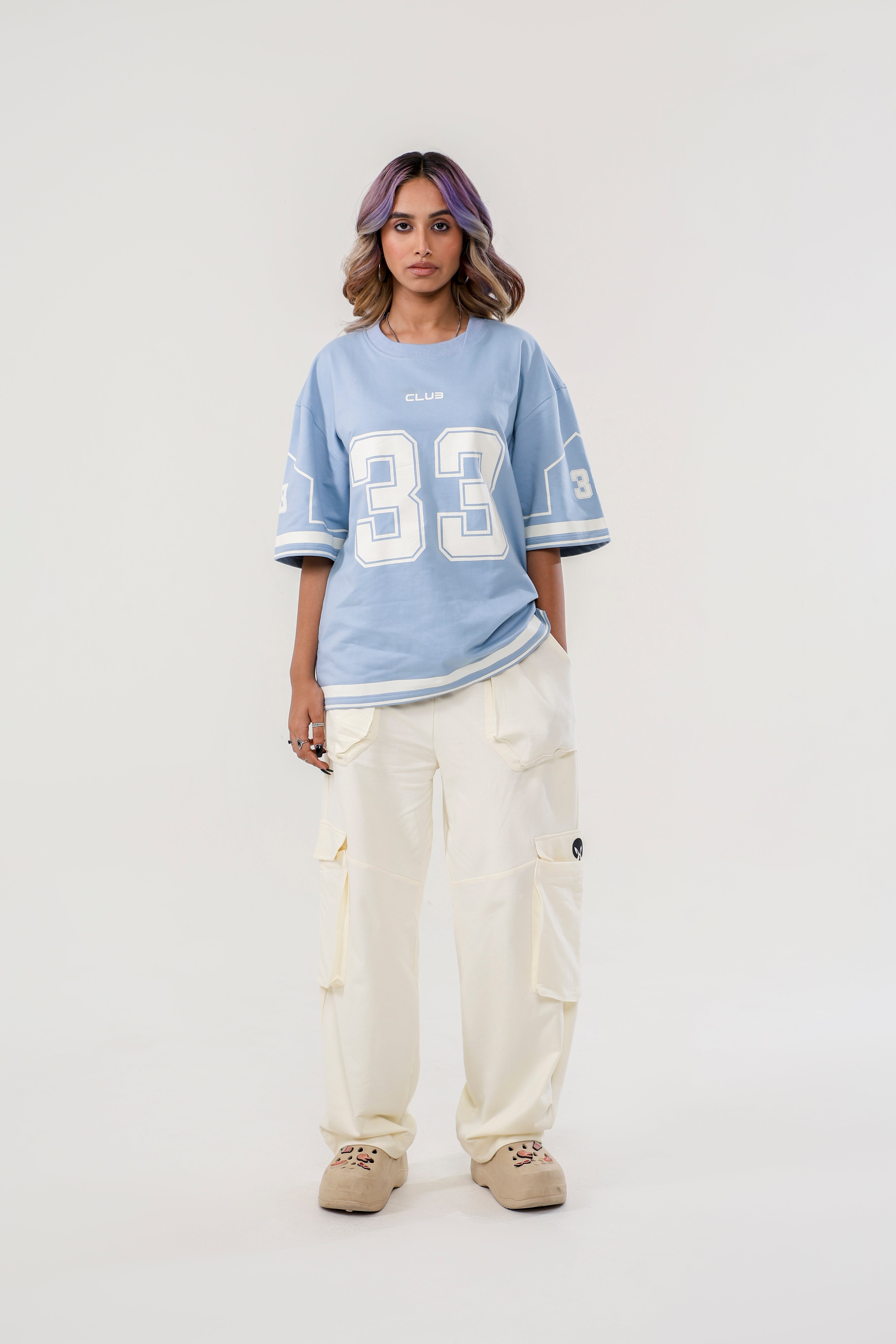 JERSEY NO: 33 UNISEX OVERSIZED T SHIRT BLUE