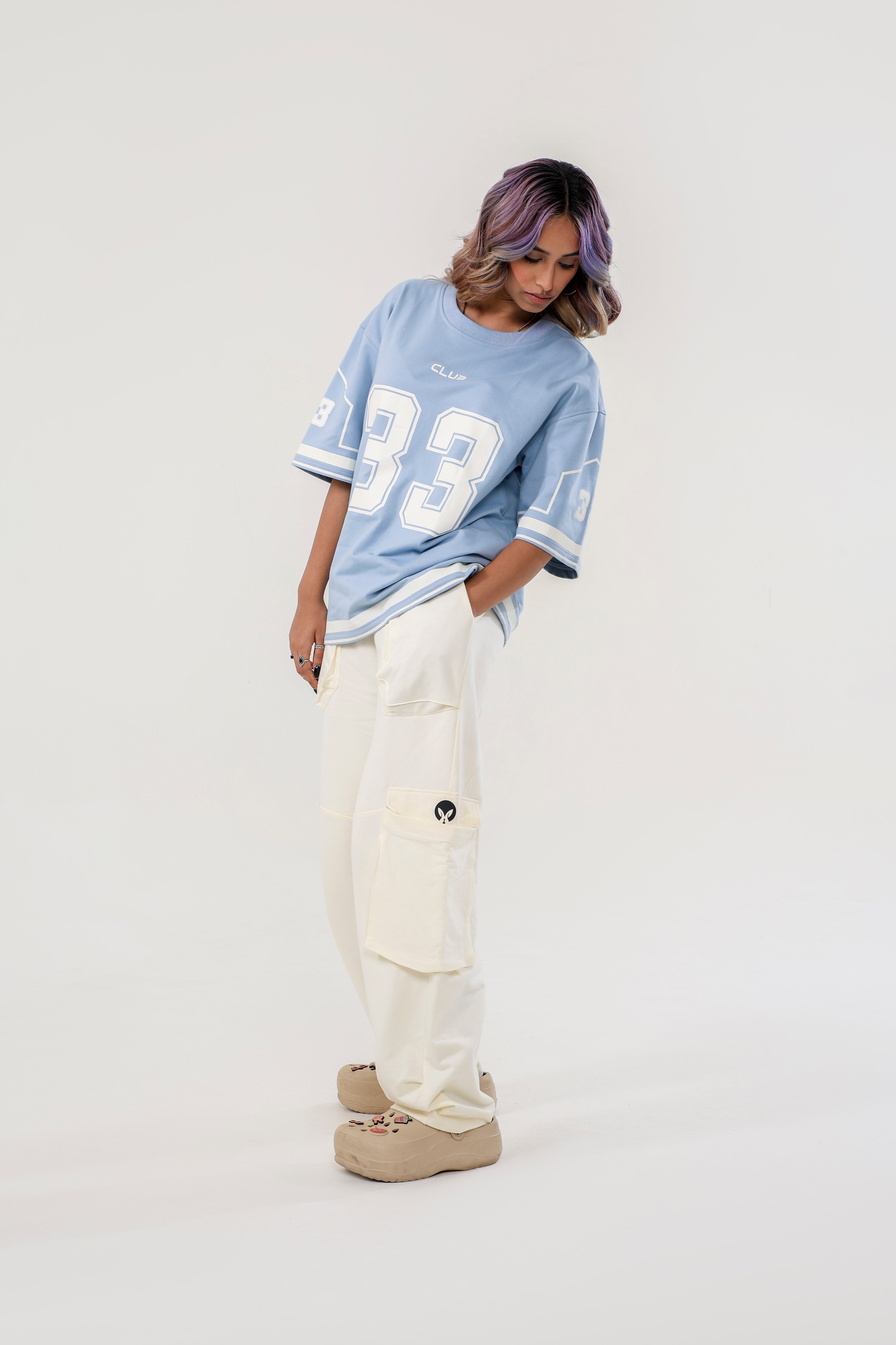 JERSEY NO: 33 UNISEX OVERSIZED T SHIRT BLUE