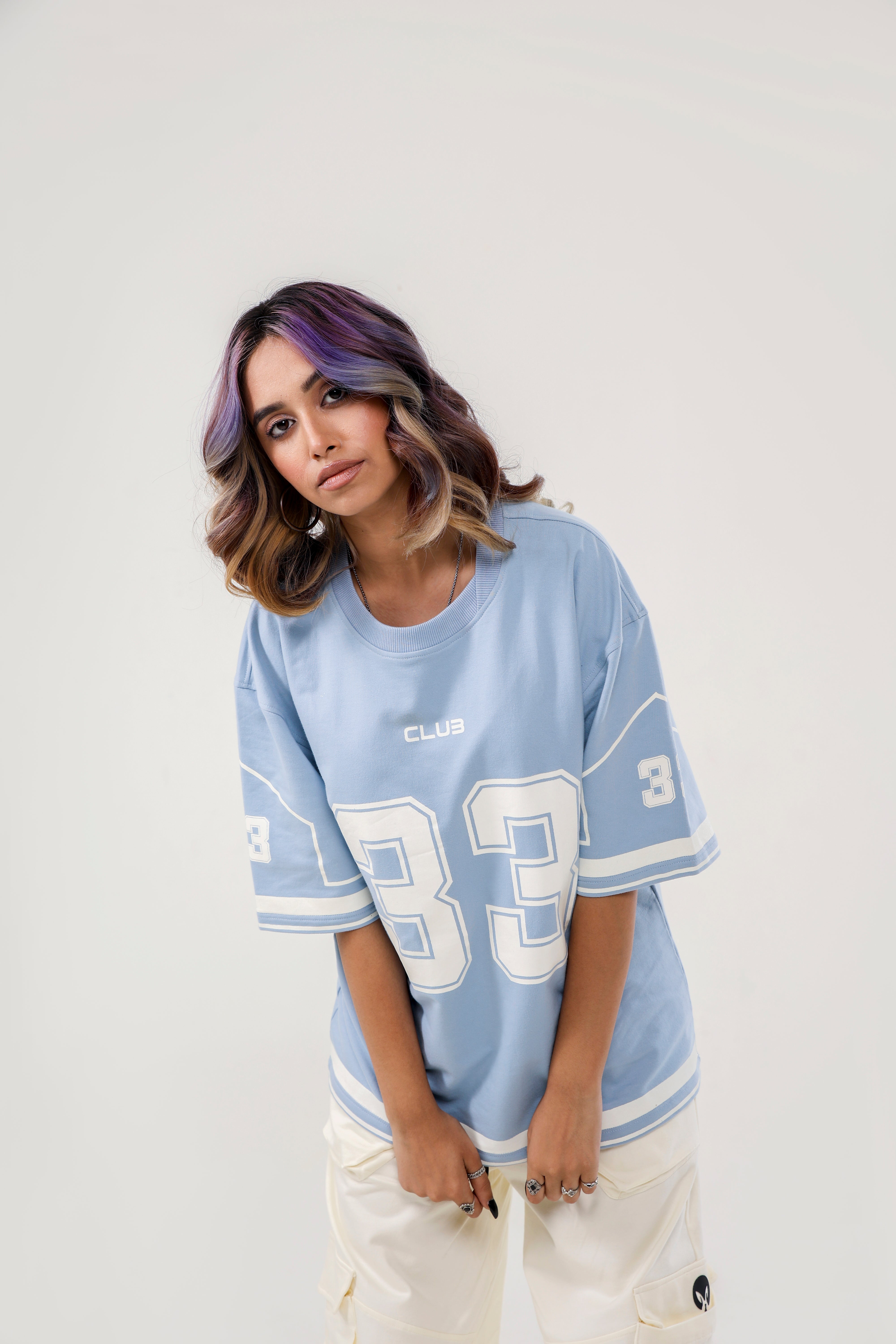 JERSEY NO: 33 UNISEX OVERSIZED T SHIRT BLUE