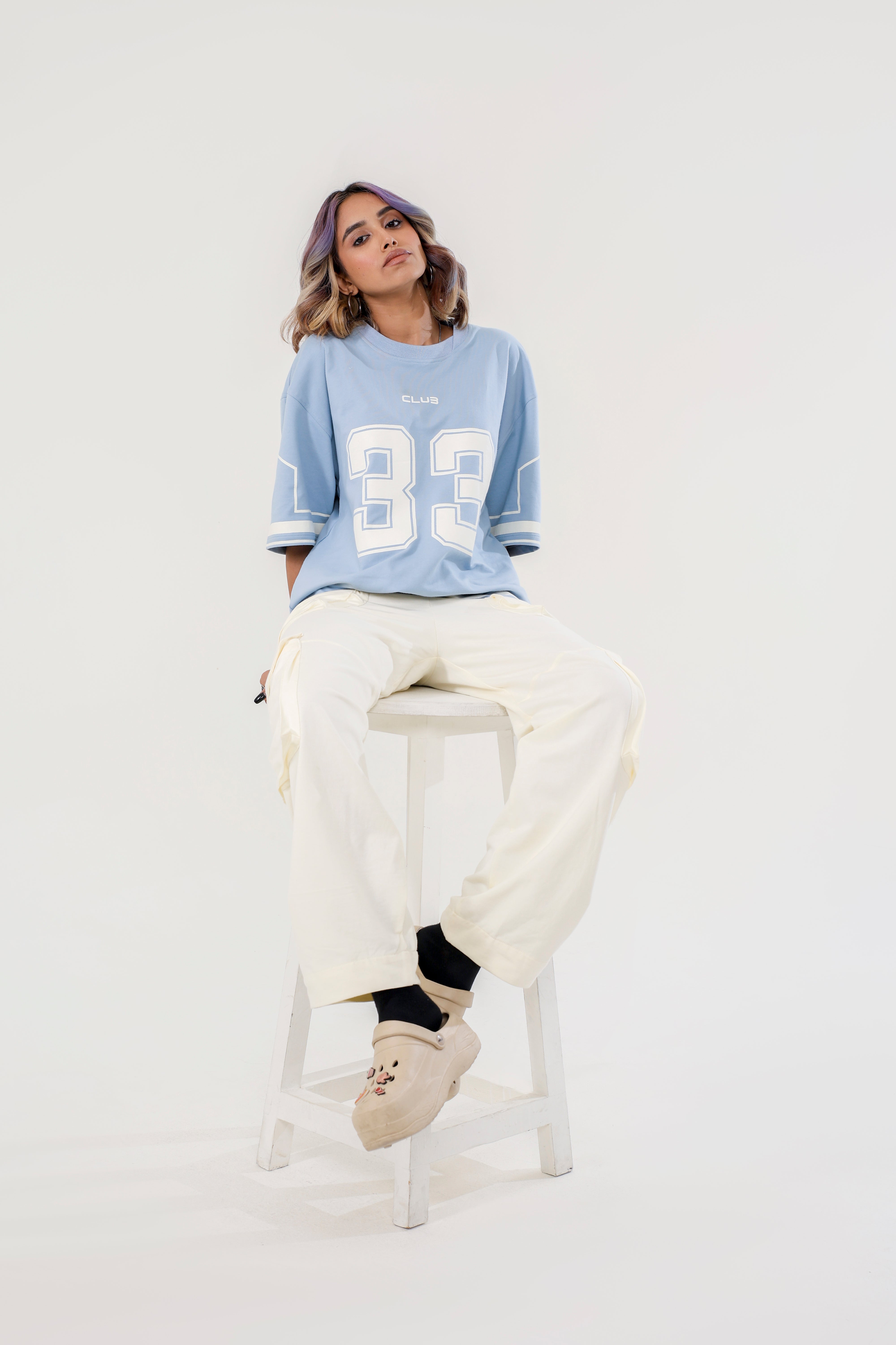 JERSEY NO: 33 UNISEX OVERSIZED T SHIRT BLUE