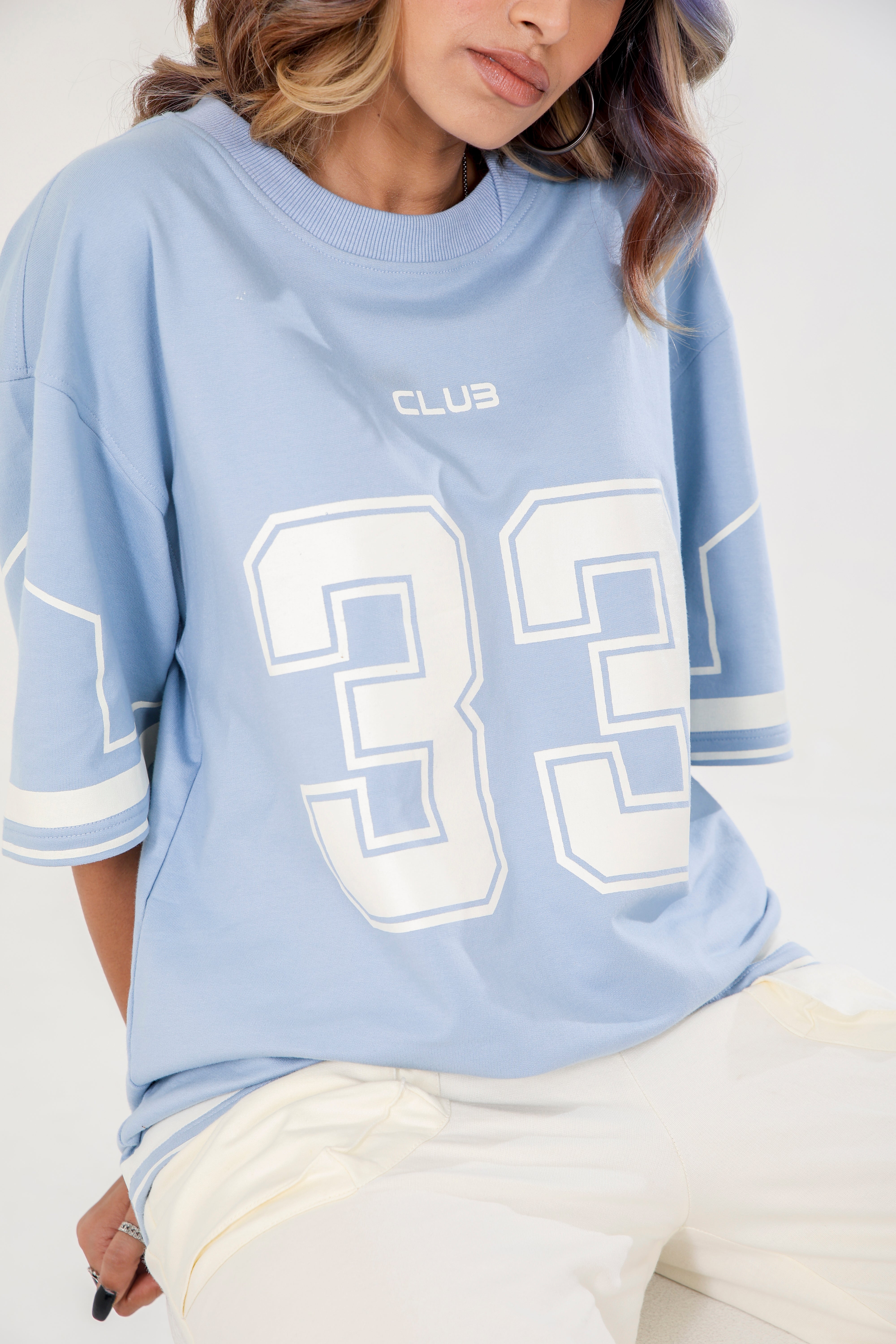 JERSEY NO: 33 UNISEX OVERSIZED T SHIRT BLUE
