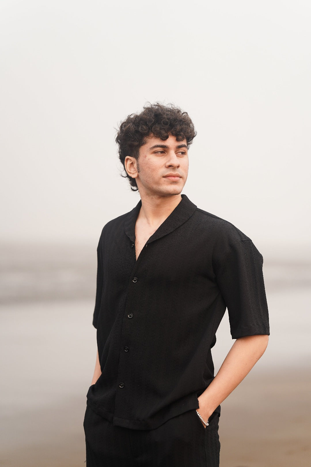 BLACK TEXTURED CO-ORD SET