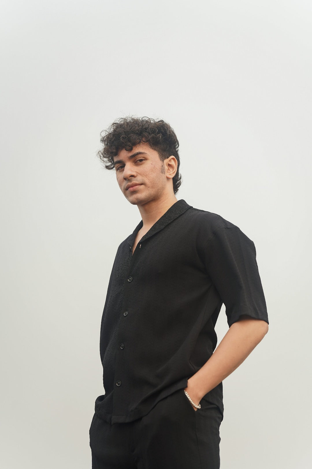 BLACK TEXTURED CO-ORD SET