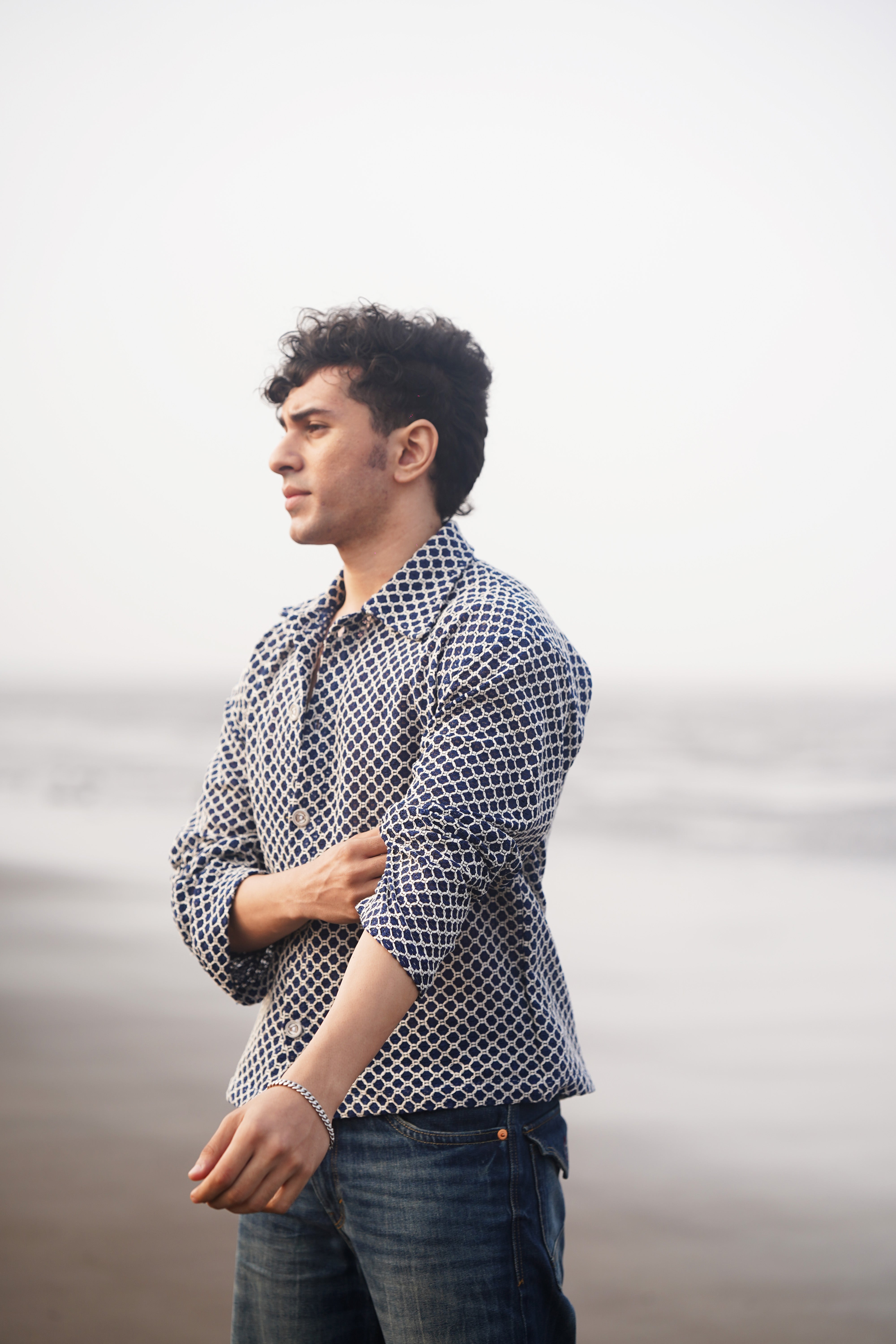 CLARET BLUE CROCHET JACKET