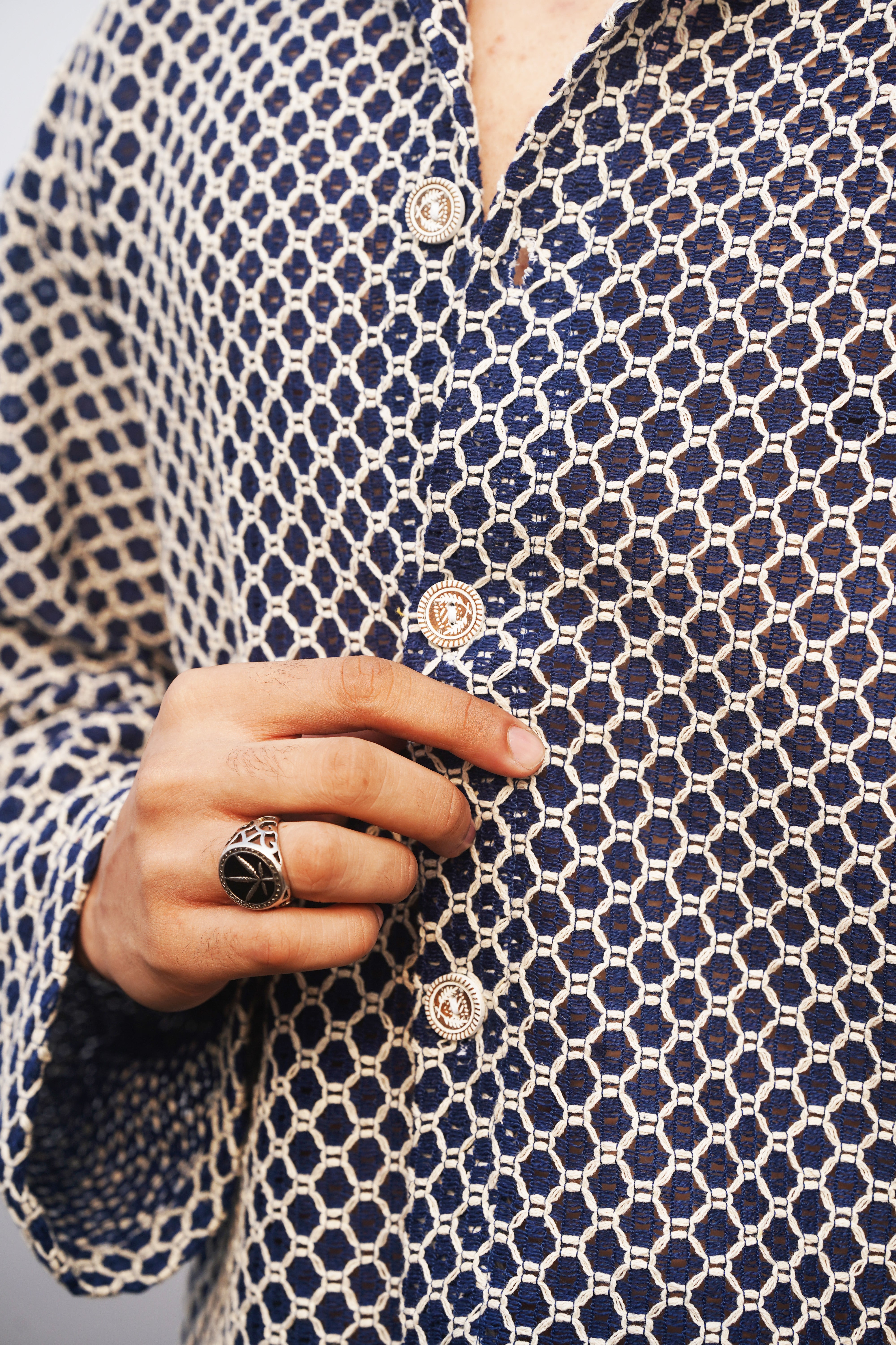 CLARET BLUE CROCHET JACKET