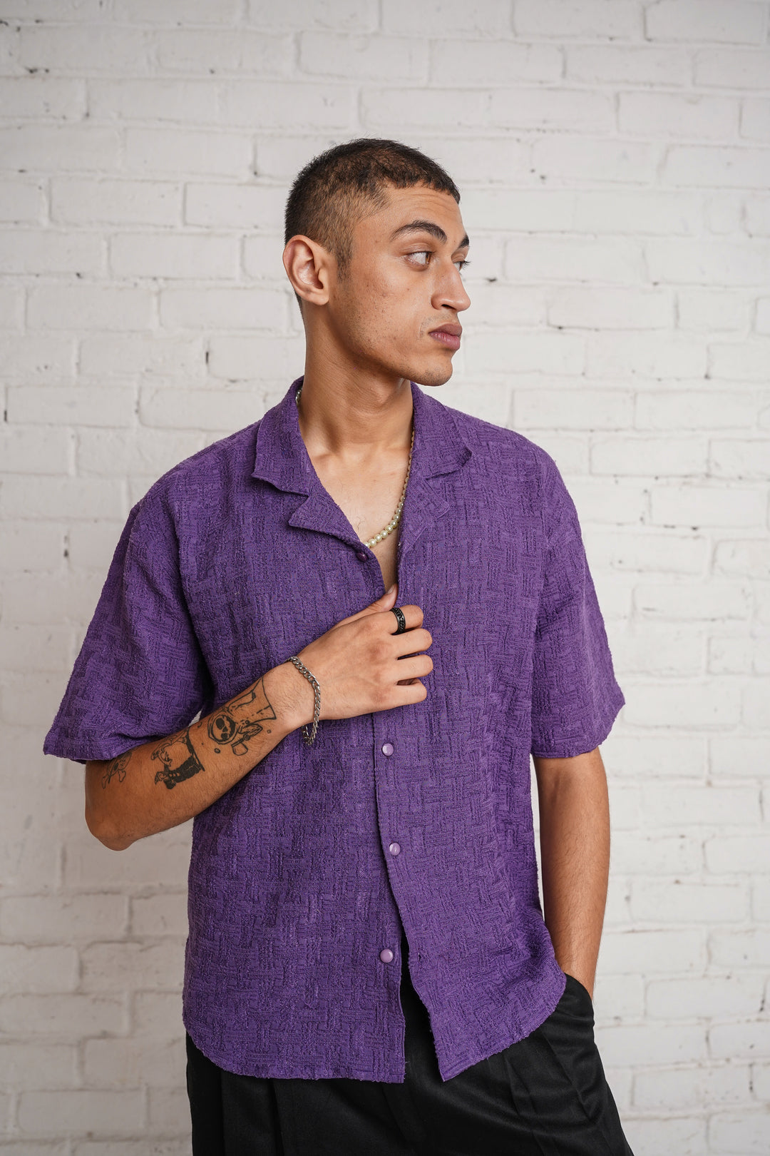 TEXTURED PURPLE SHIRT