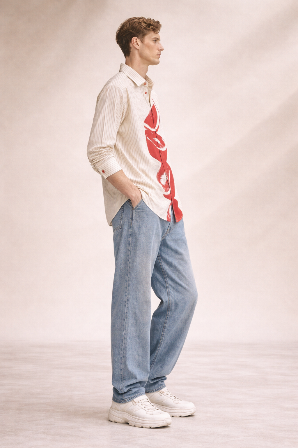 ORANGE STRIPED FULL SLEEVE SHIRT