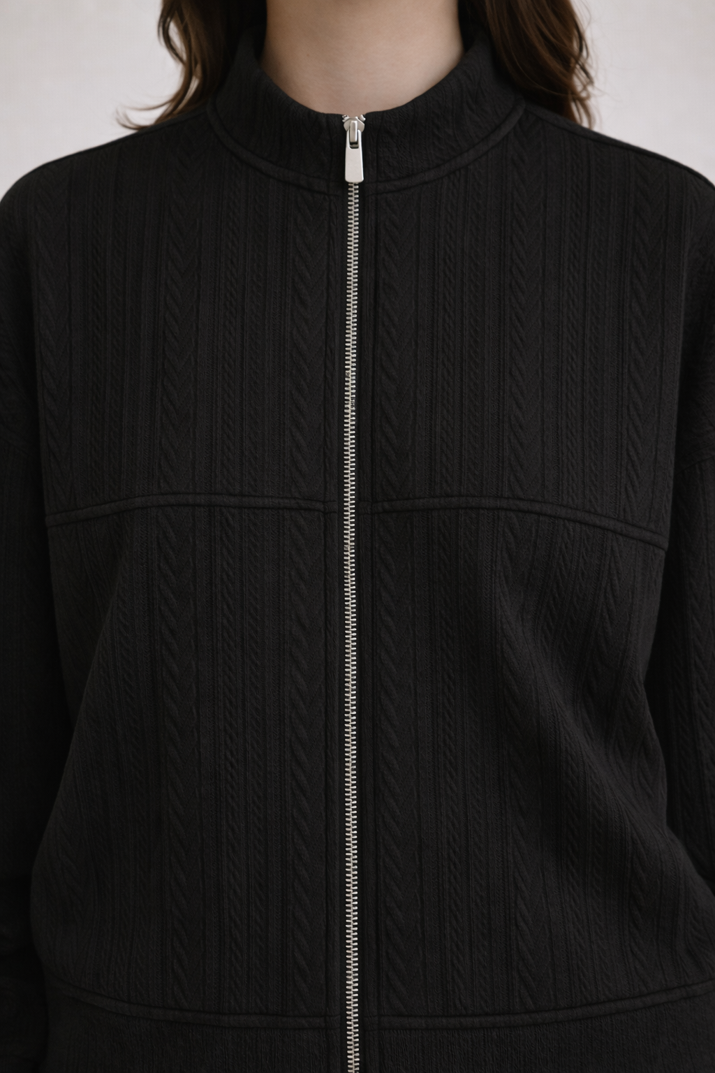 Jacquard knit CREW NECK JACKET