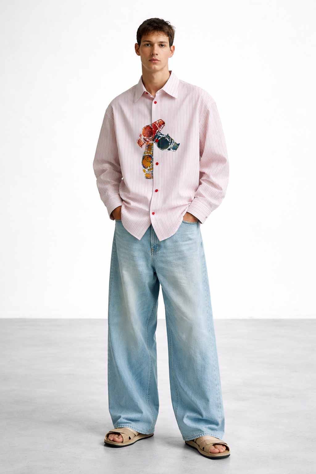 WATCH RED STRIPED FULL SLEEVE SHIRT