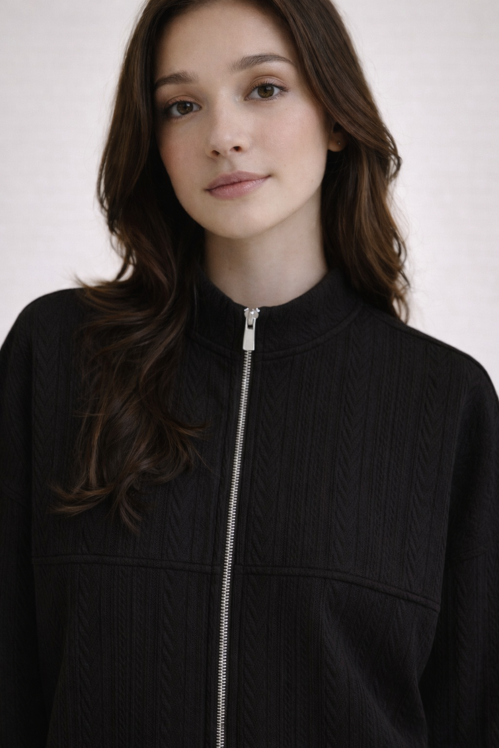 Jacquard knit CREW NECK JACKET