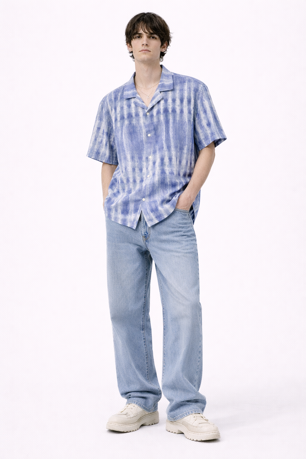 Blue Tie-Dye Casual Shirt