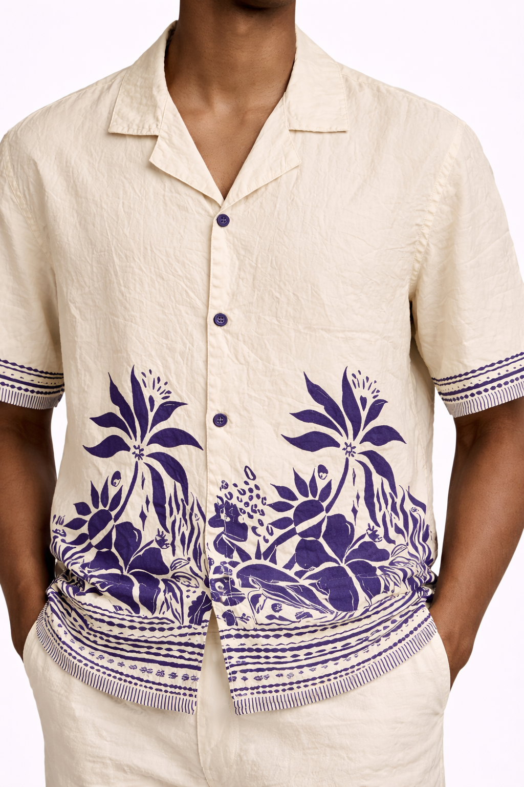 Navy Leaf crush effect Shirt